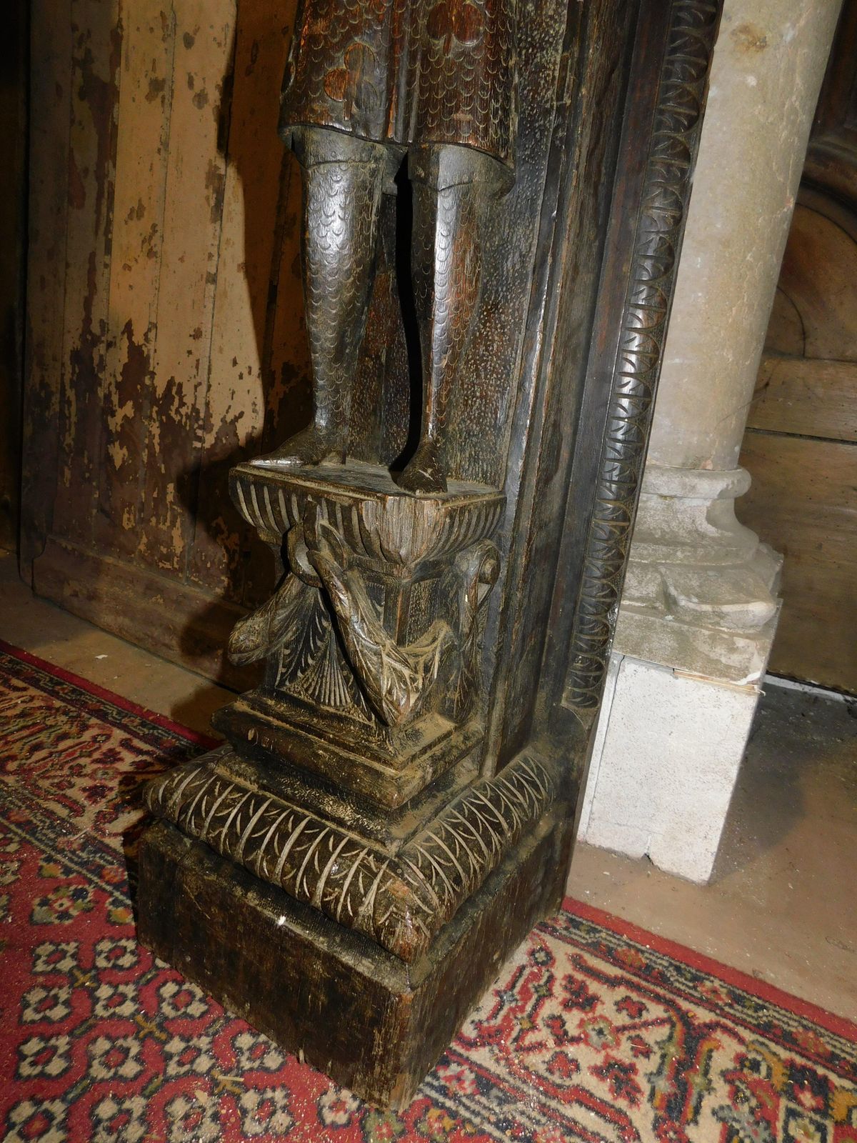 Mantle Fireplace In Solid Wood, Carved And Ebonized, Italy photo vintage