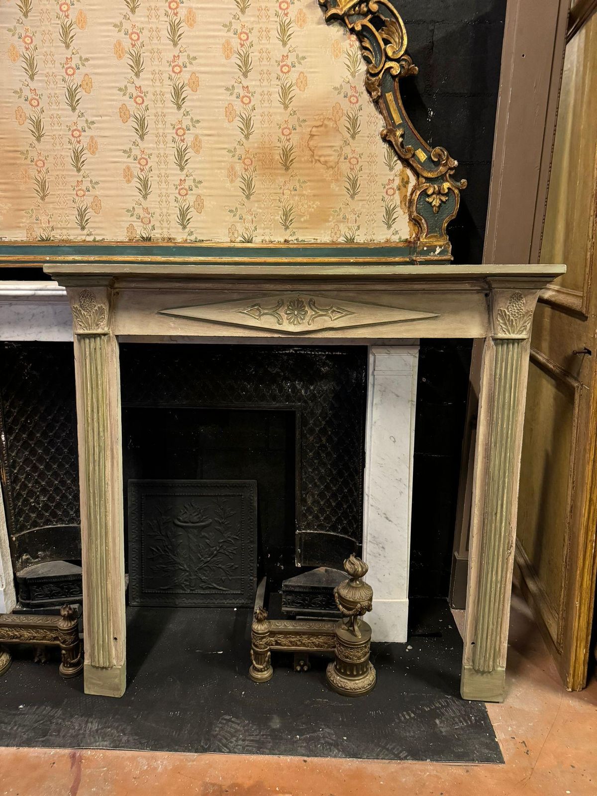 Lacquered And Painted Wooden Mantle Fireplace, Italy photo furniture