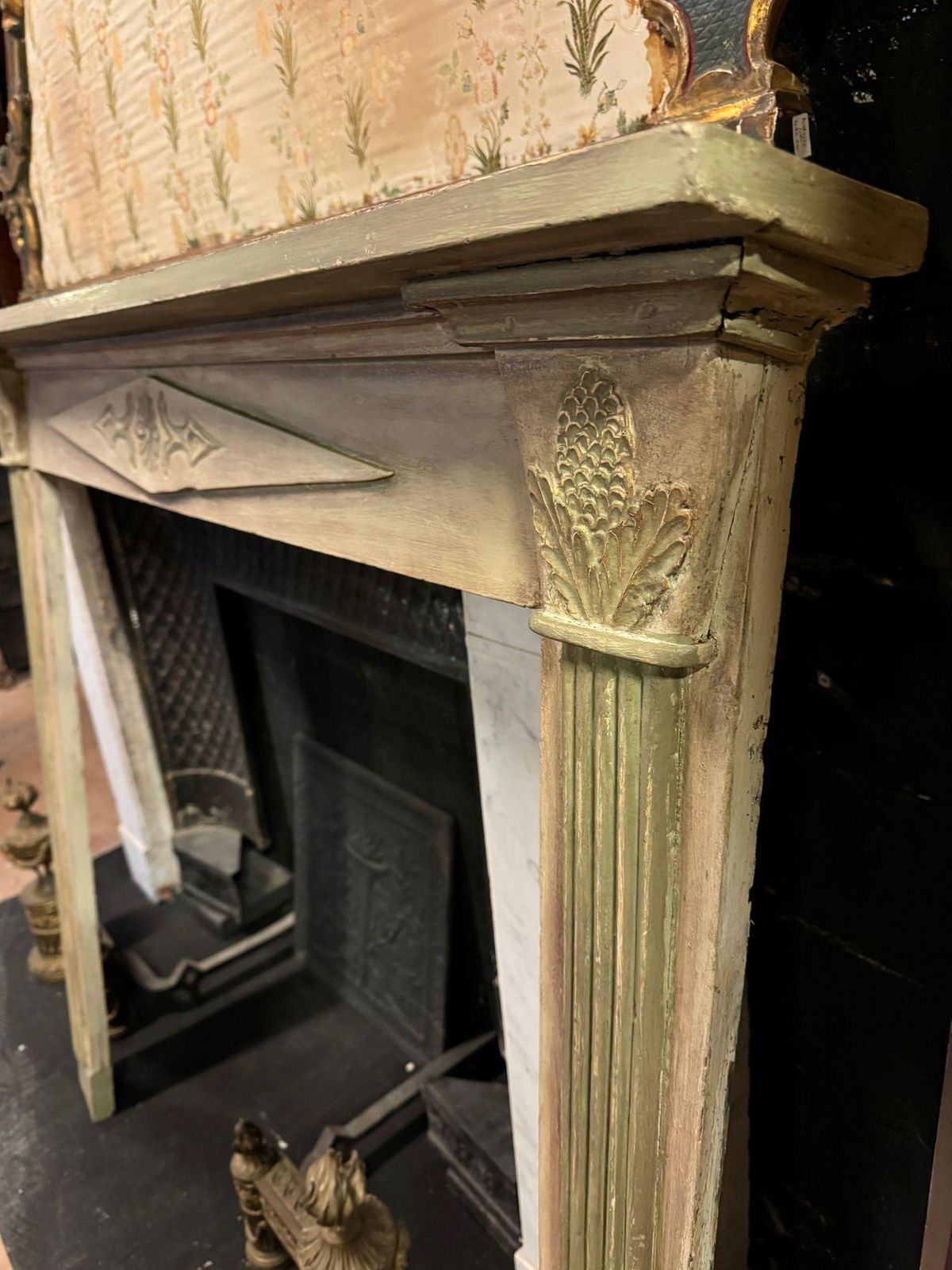 Lacquered And Painted Wooden Mantle Fireplace, Italy photo vinterior