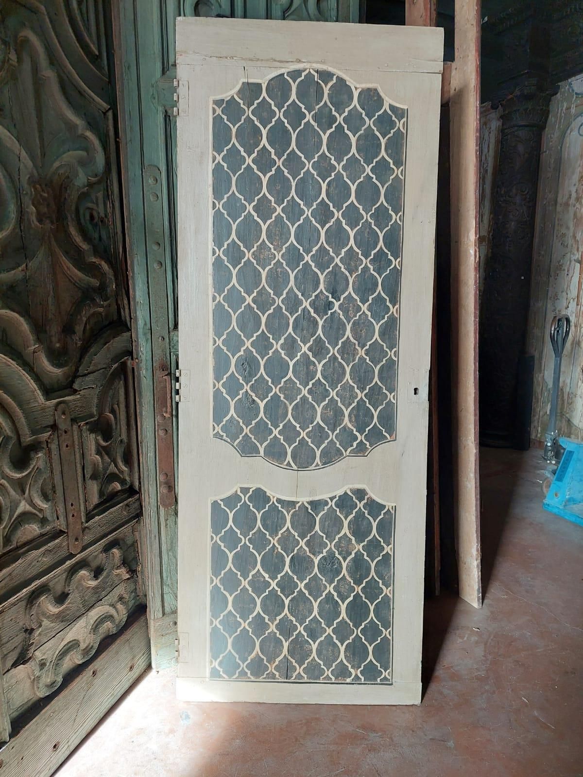 Vintage Door Lacquered With Black And White Tapestry, Italy photo vinterior