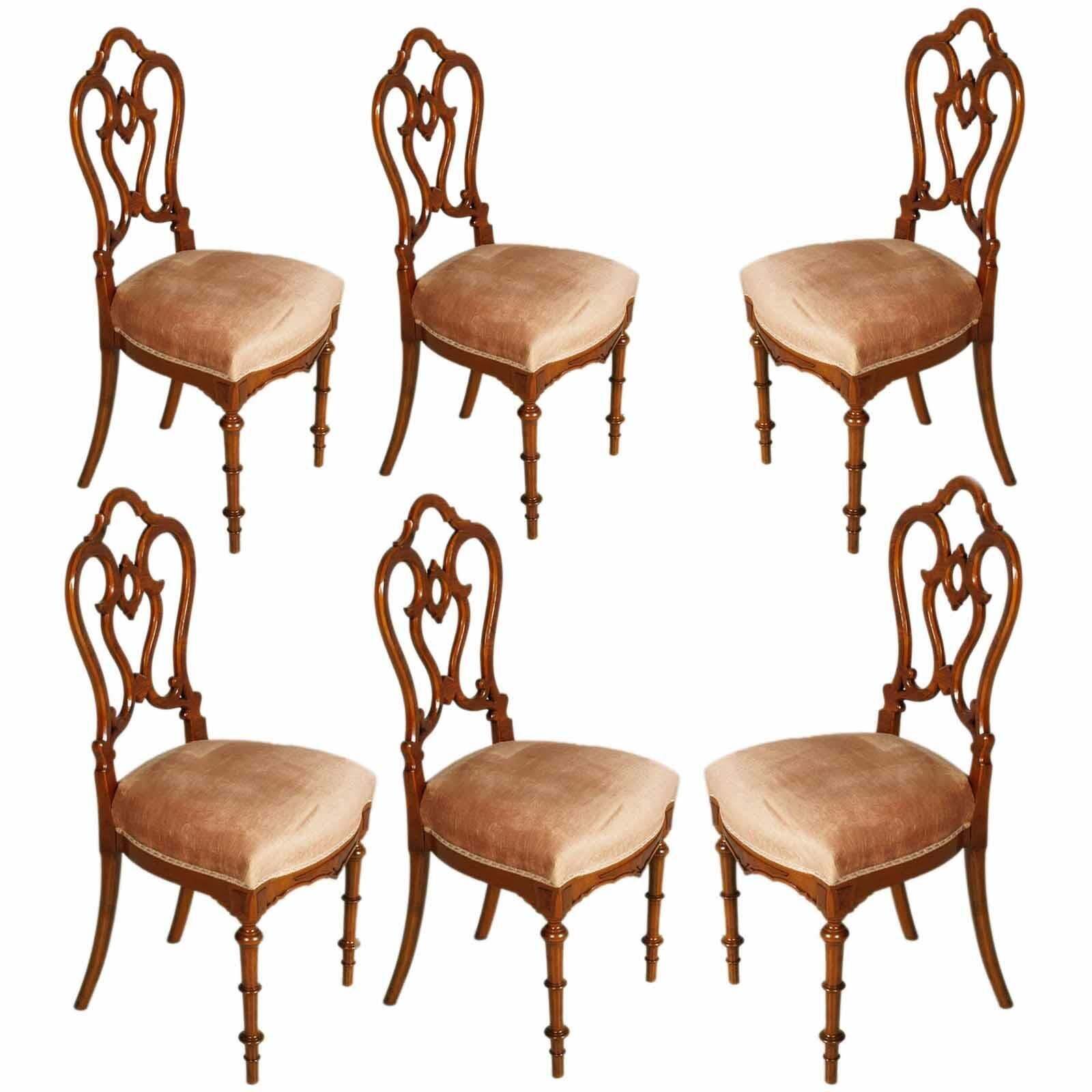 Six Early 19th Century Venetian Chairs, Walnut, Empire Style, Wax Polished photo furniture