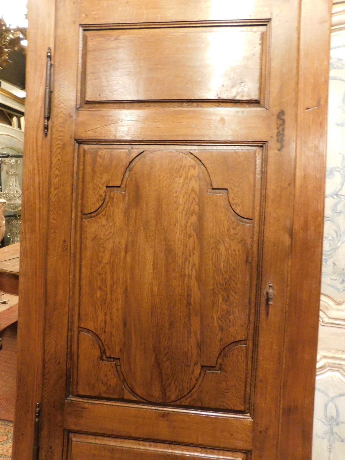 Set Of 2 Single Leaf Oak Doors Carved With Frame, Italy photo 4774.0