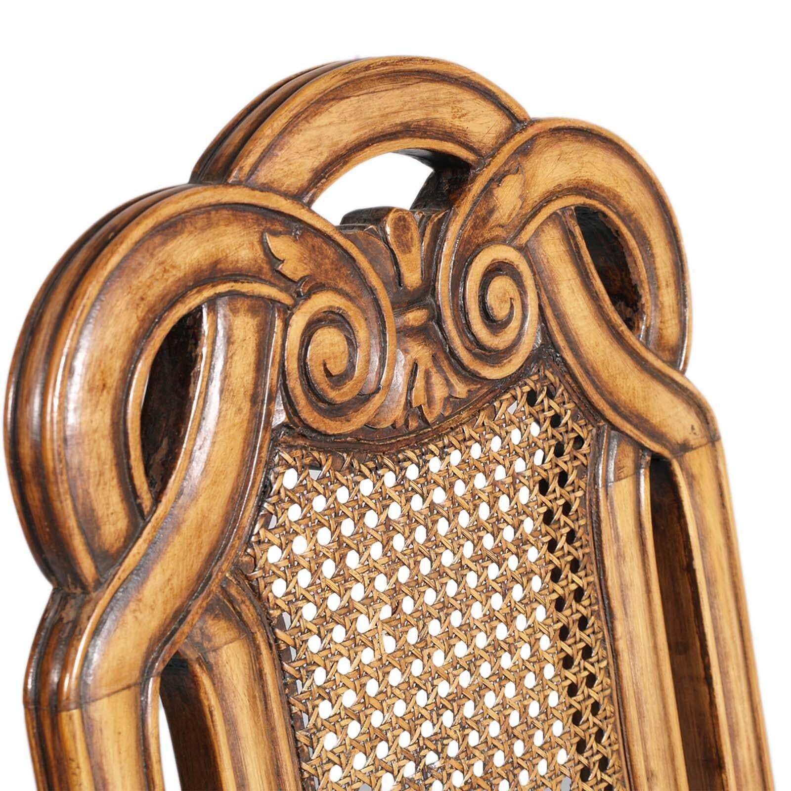 Eight Venetian Chippendale Palladian Chairs, In Walnut, Vienna Straw, Leather photo vintage
