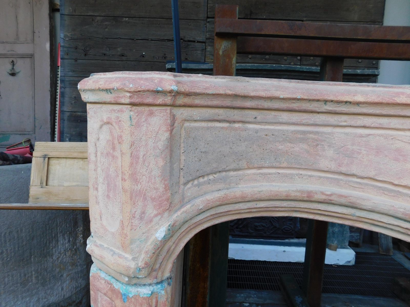 Fireplace Mantle In Cement Carved With Shell, Italy photo vinterior
