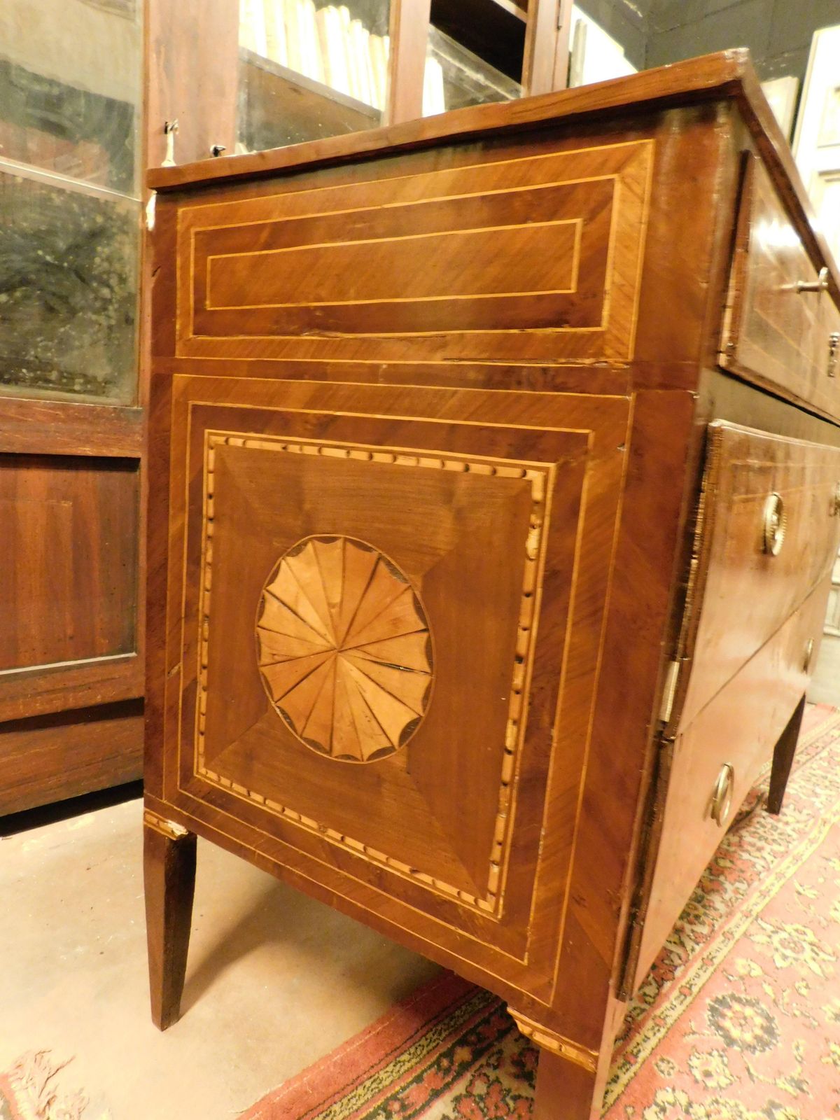 Louis XVI Chest Of Drawers, Veneered And Inlaid Chest Of Drawers, Italy photo vintage