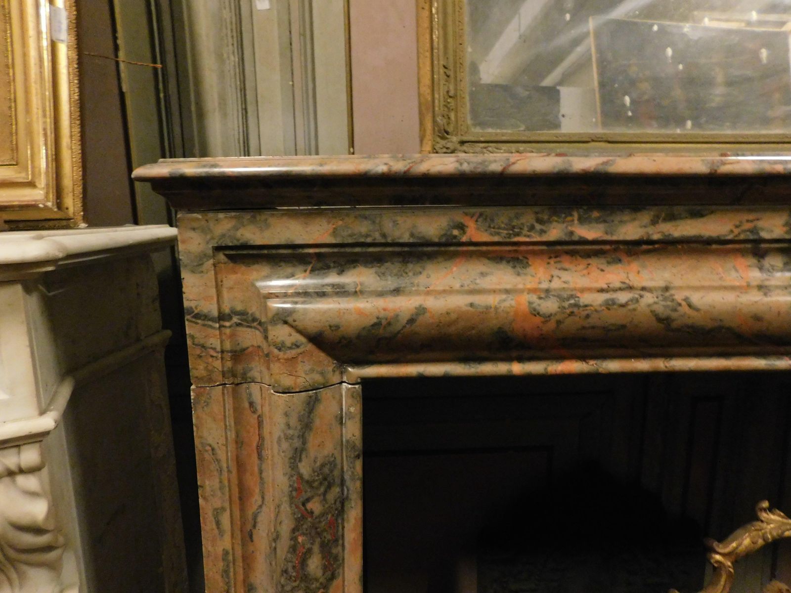 Pink Marble Mantle Fireplace, Simple Geometric Shape, Italy photo 3185.0