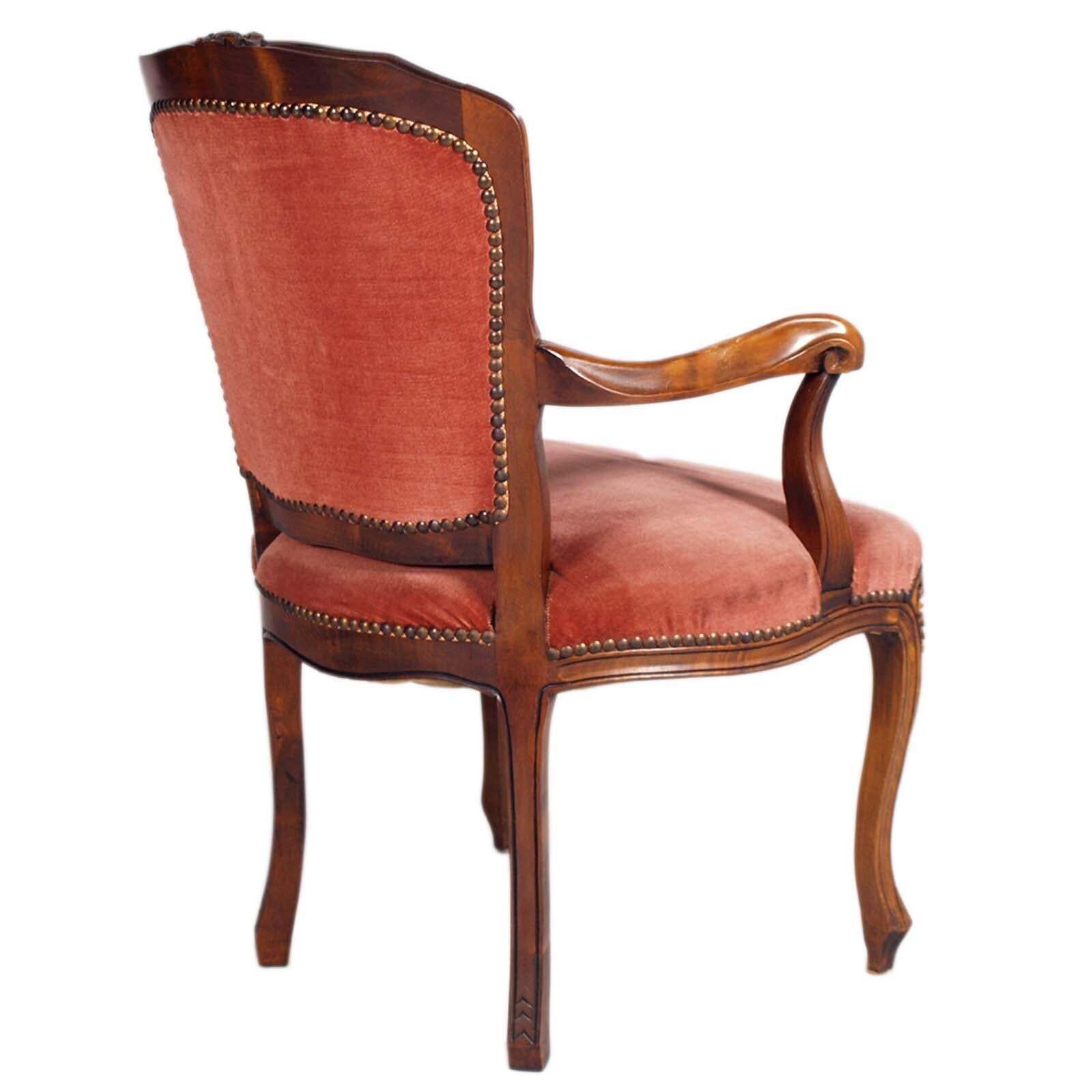 1900s Pair Of Venice Baroque Louis XV Armchairs, Carved Walnut With Floral Motif photo for sale
