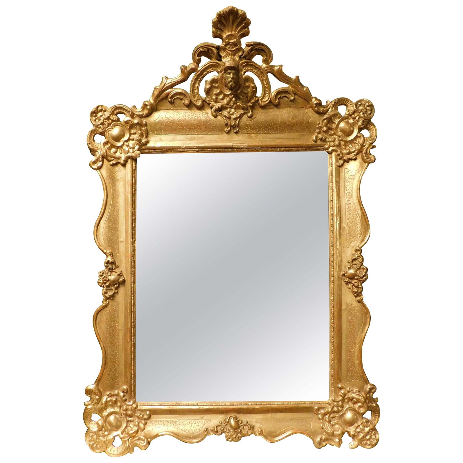 Lacquered And Gilded Wooden Mirror, Carved, Italy