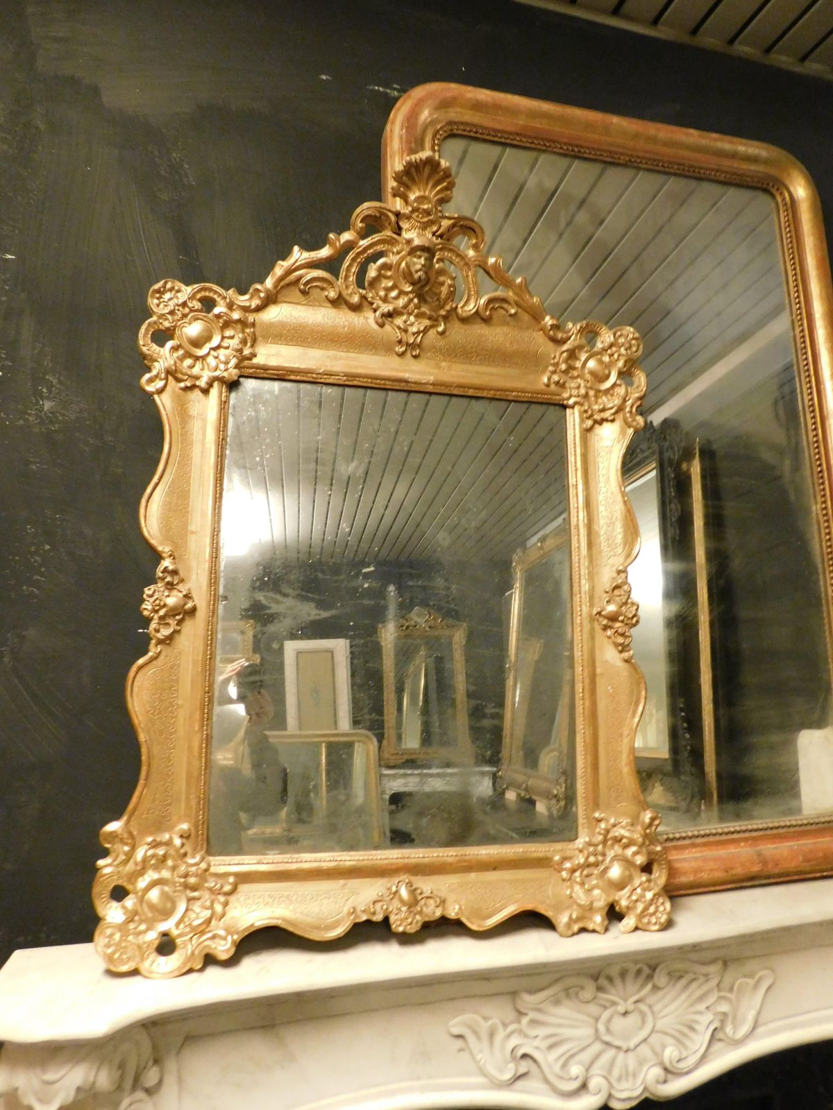 Lacquered And Gilded Wooden Mirror, Carved, Italy photo furniture