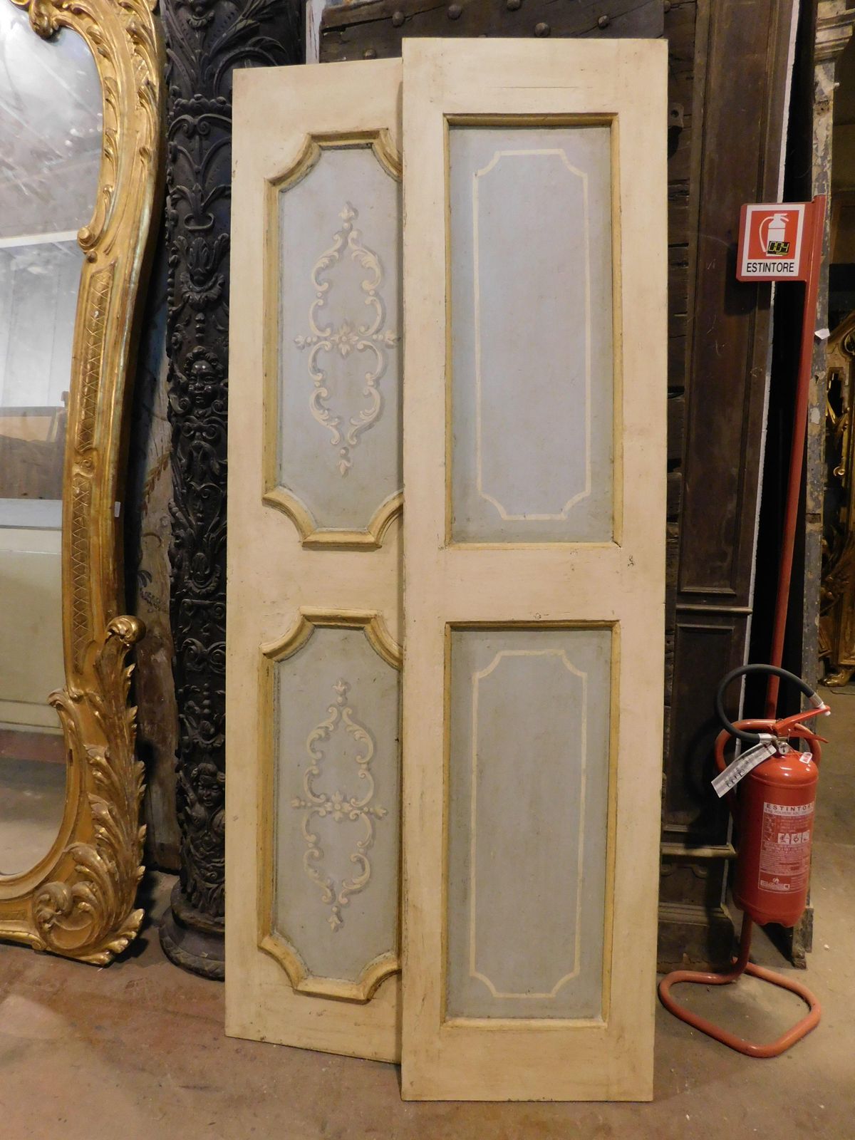 N. 2 Double Doors In Lacquered And Painted Wood, Two Leaf, Italy photo vintage