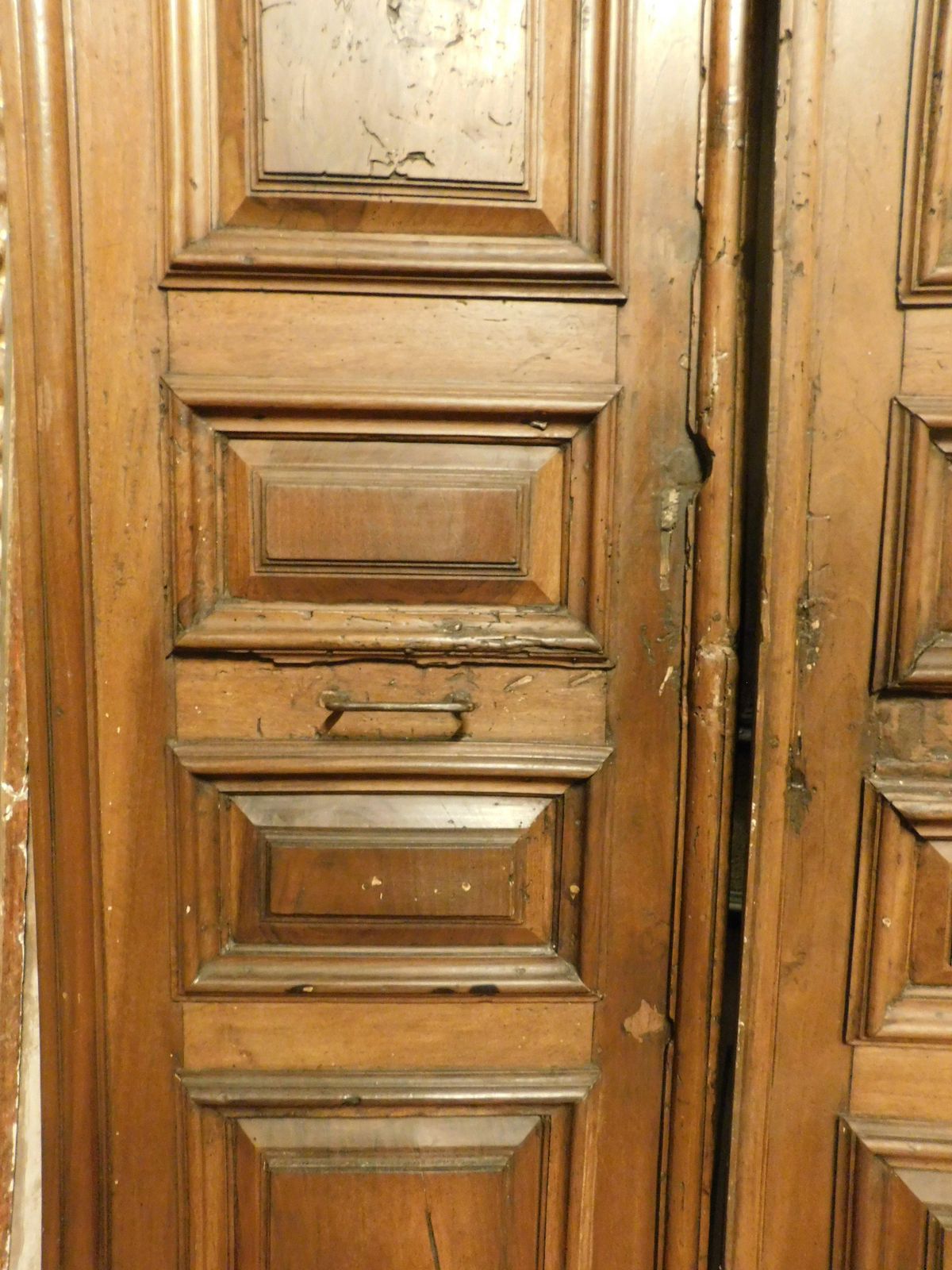 Double Door In Walnut Wood, Two Paneled Leaves, Italy photo 3466.0