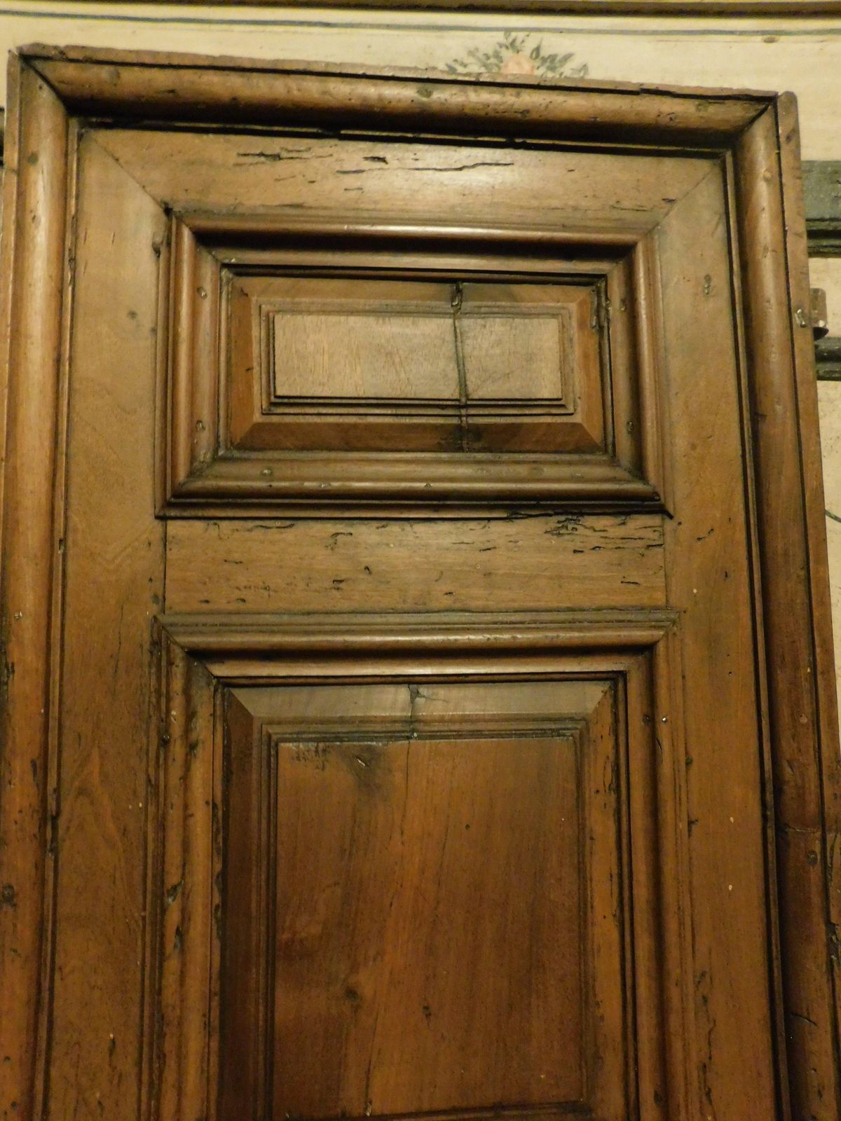 Double Door In Walnut Wood, Two Paneled Leaves, Italy photo buy