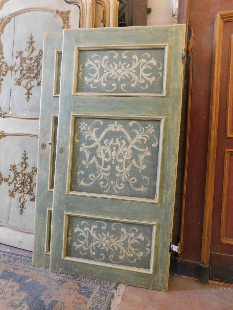 Set Of 2 Big Interior Doors, Richly Painted With Frame And Overdoor, Italy photo 11950.0
