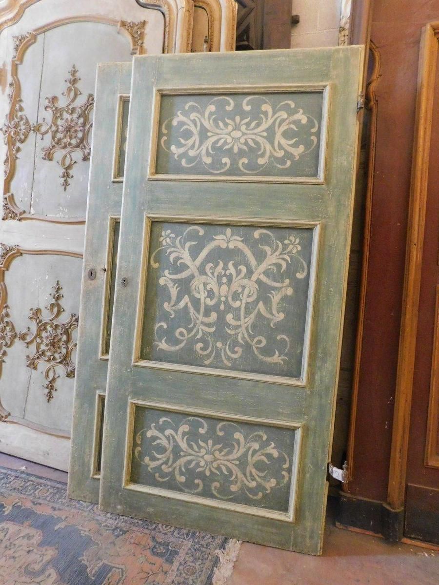 Set Of 2 Big Interior Doors, Richly Painted With Frame And Overdoor, Italy photo vinterior