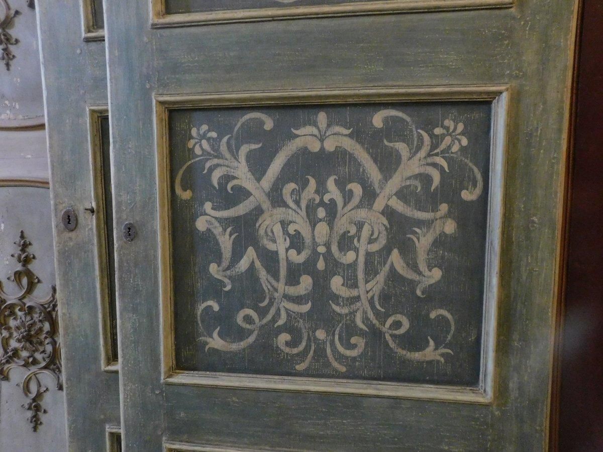 Set Of 2 Big Interior Doors, Richly Painted With Frame And Overdoor, Italy photo buy