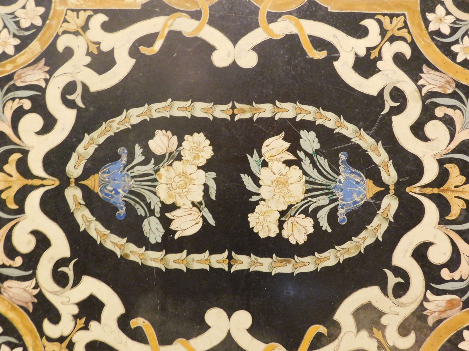 Inlaid Panel In Scaiola, Table Top With Rich Inlays, Rome Italy photo vintage