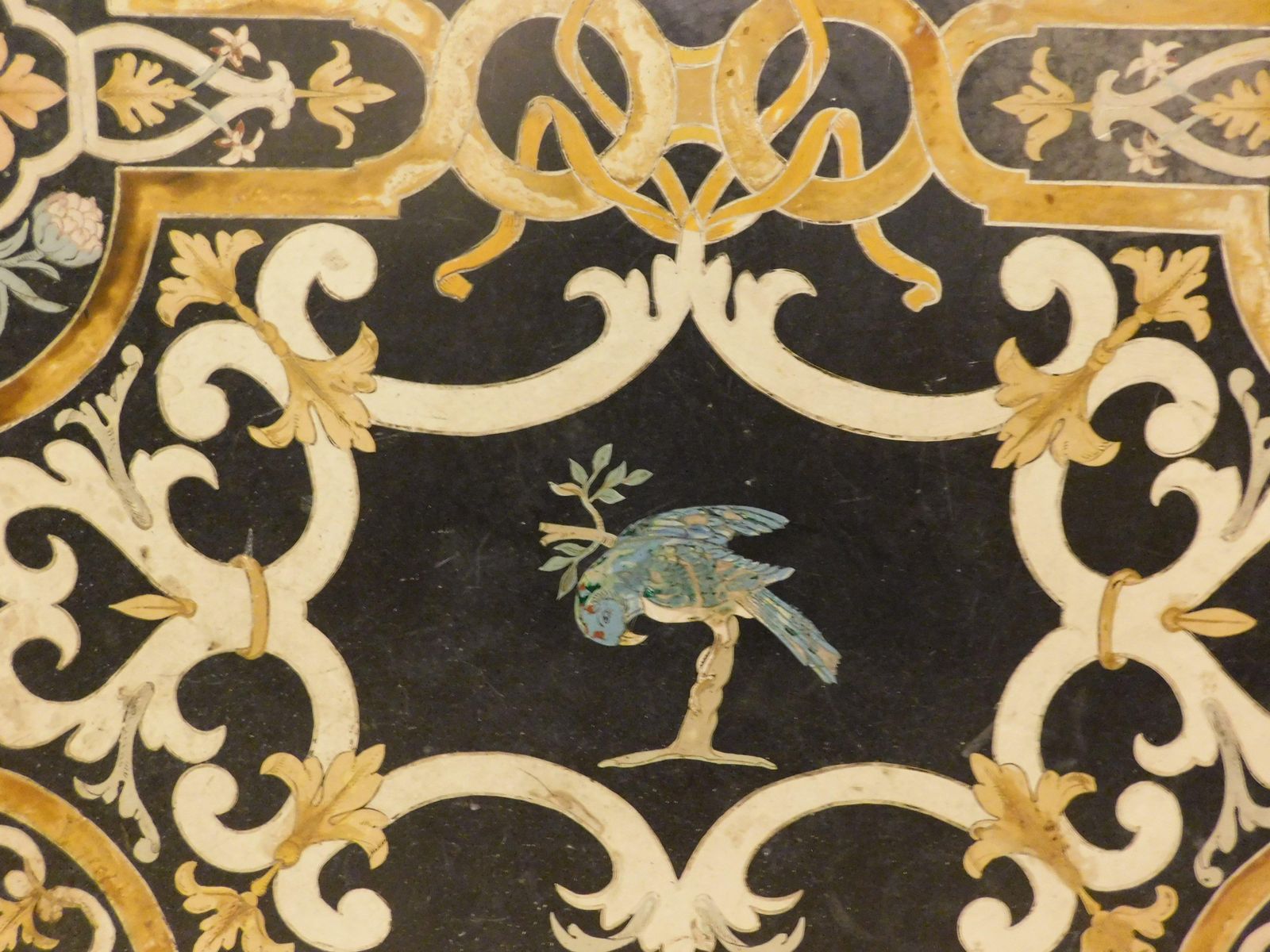 photo for sale Inlaid Panel In Scaiola, Table Top With Rich Inlays, Rome Italy