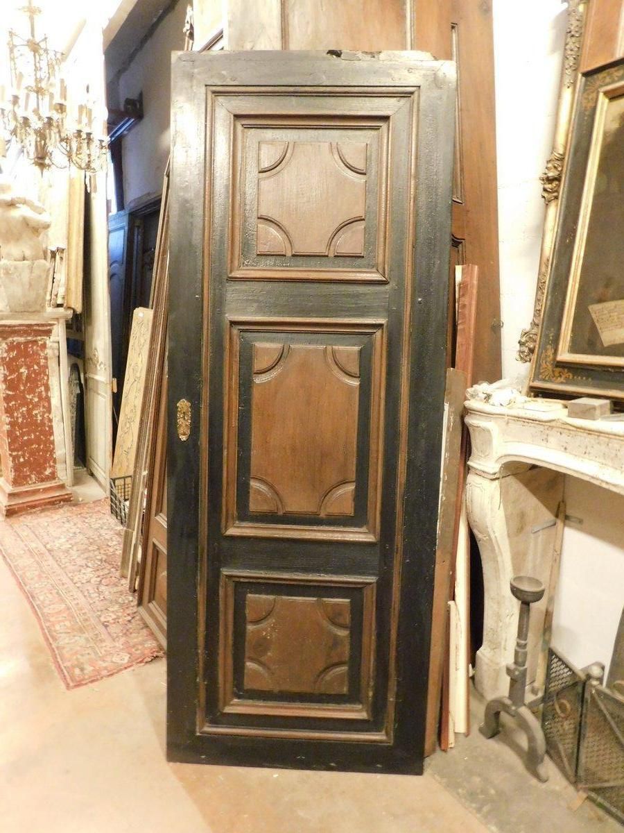 Entrance Door, Carved And Lacquered Walnut Door, Italy photo for sale