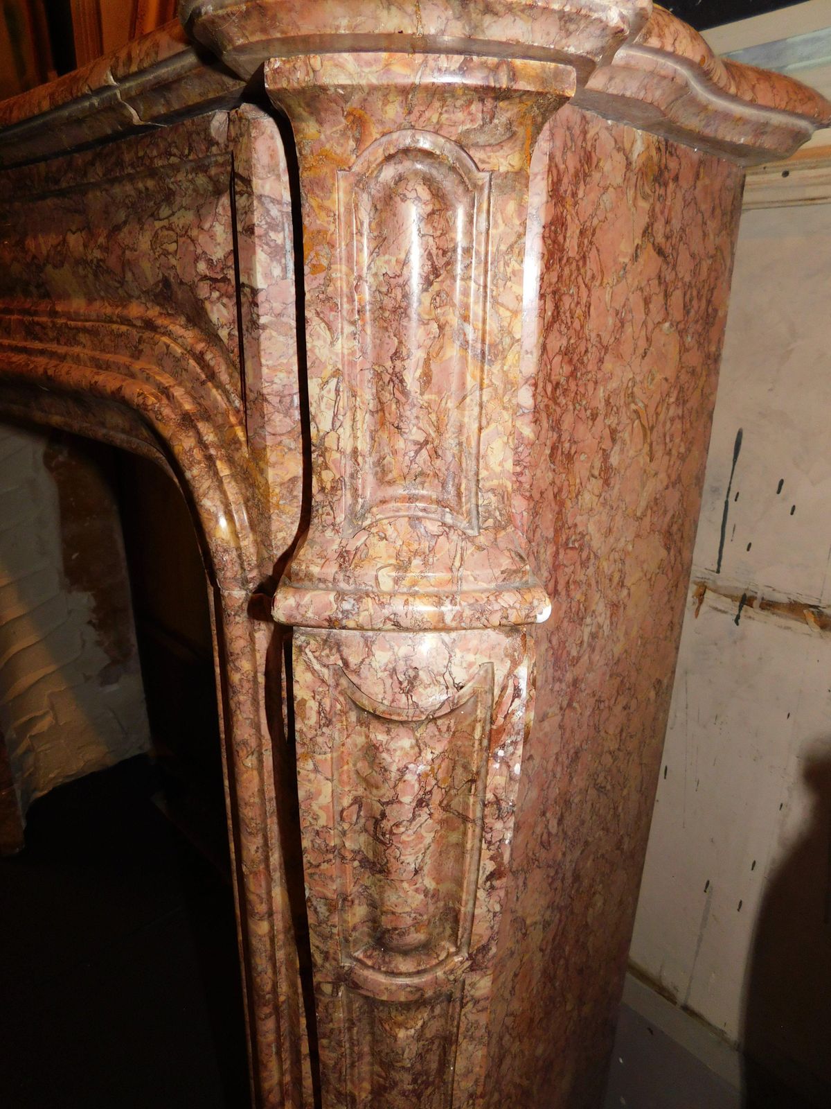 photo for sale Mantle Fireplace Carved In Breccia Pernice Marble, Italy