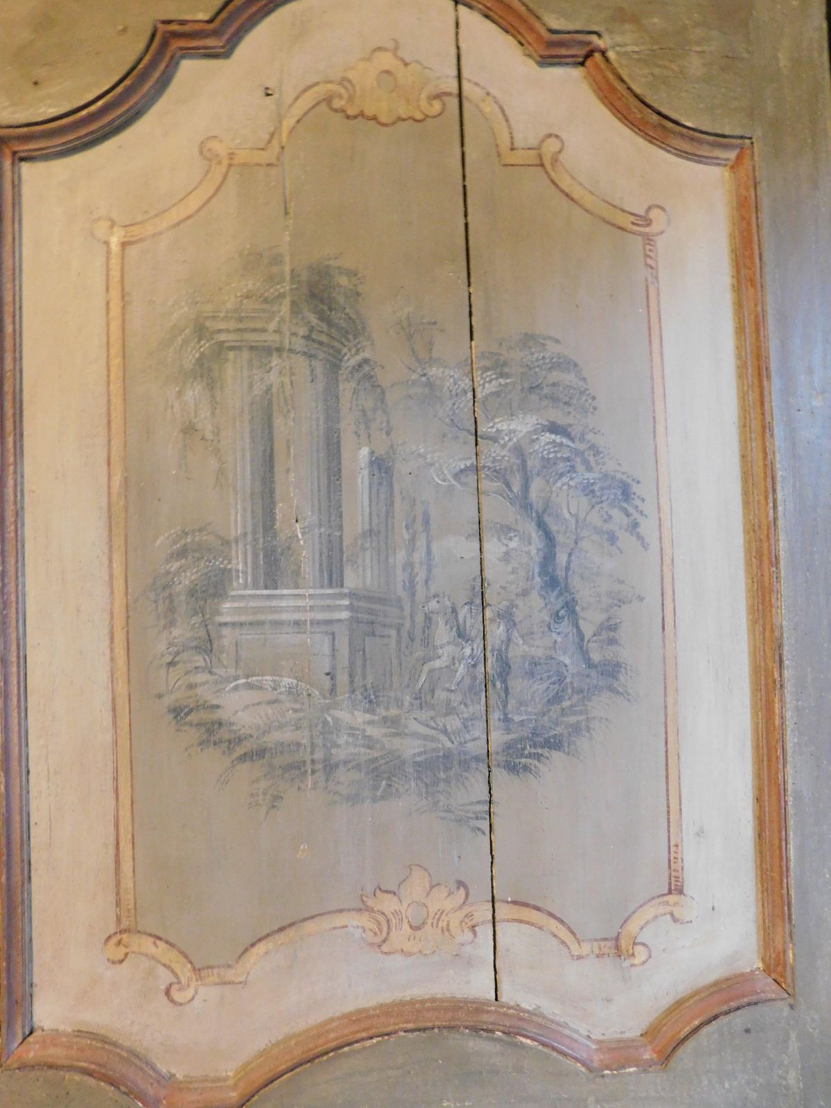 Interior Wooden Door Painted With Landscapes, Italy photo Home Fixtures