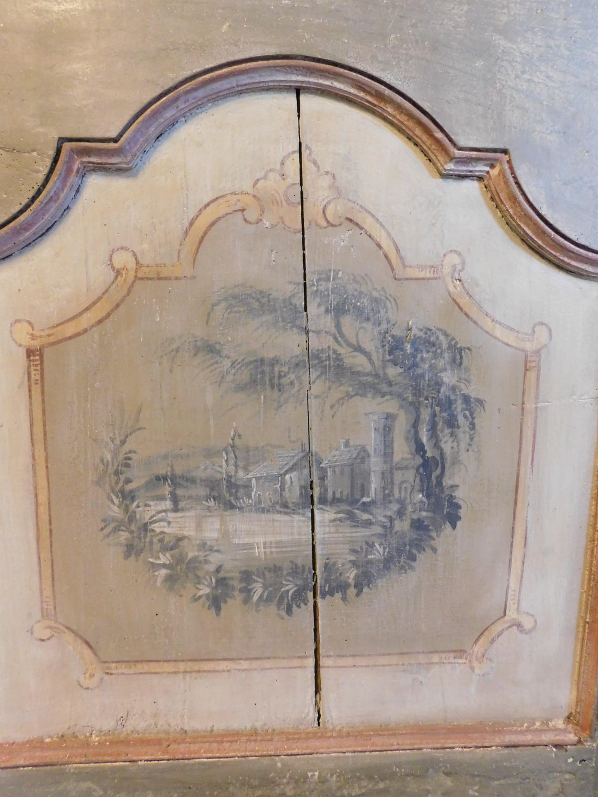 Interior Wooden Door Painted With Landscapes, Italy photo 3982.0