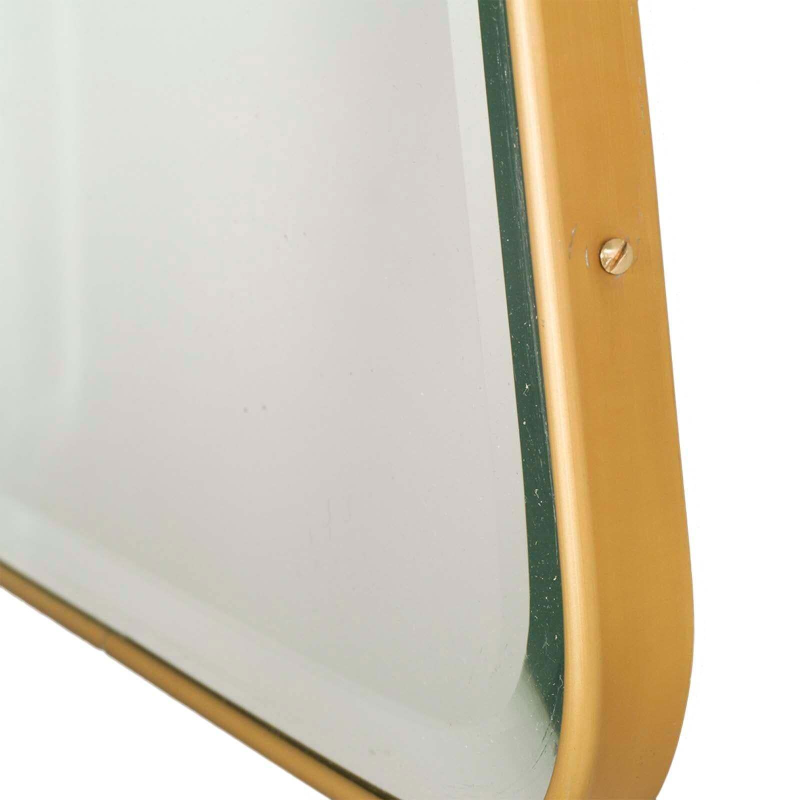 Midcentury Wall Mirror By Fontana Arte, Gio Ponti Attributed Golden Metal Frame photo for sale