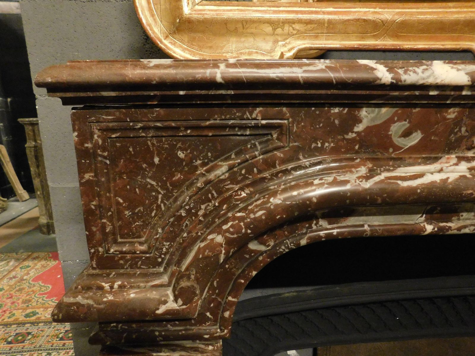 Mantle Fireplace, Carved In Veined Red Marble With Vents, France photo Home Fixtures