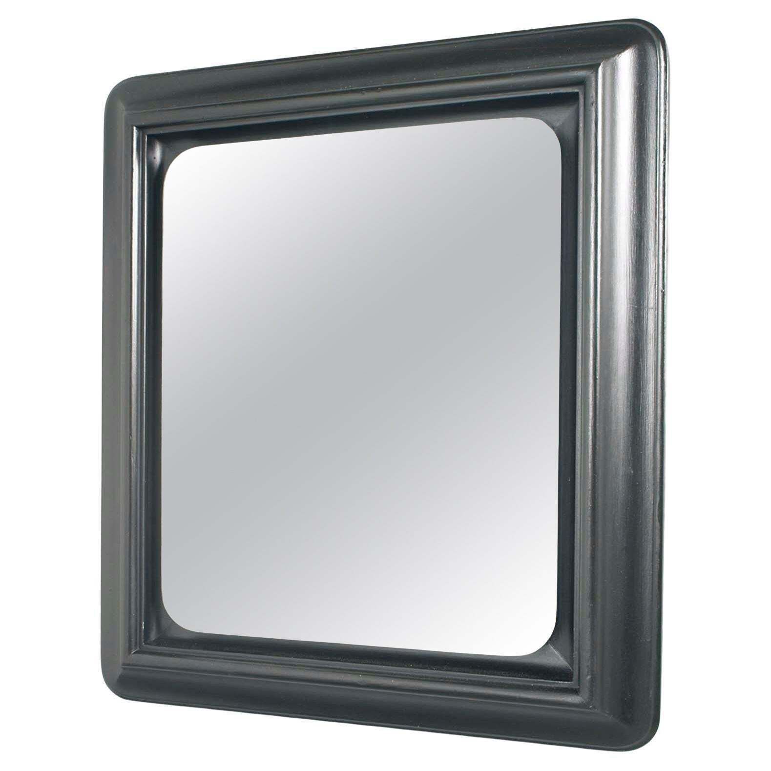 Midcentury Black Wall Mirror, Painted Walnut By Sergio Mazza For Bottega Gadda