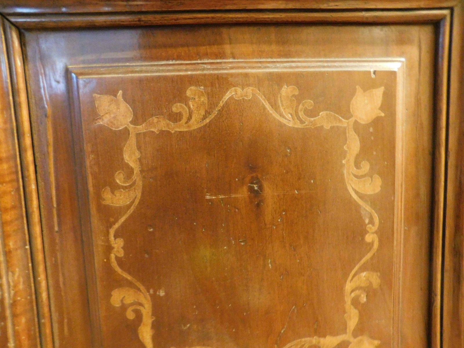 Door, Walnut Panel, Richly Inlaid In Light Wood, Italy photo buy