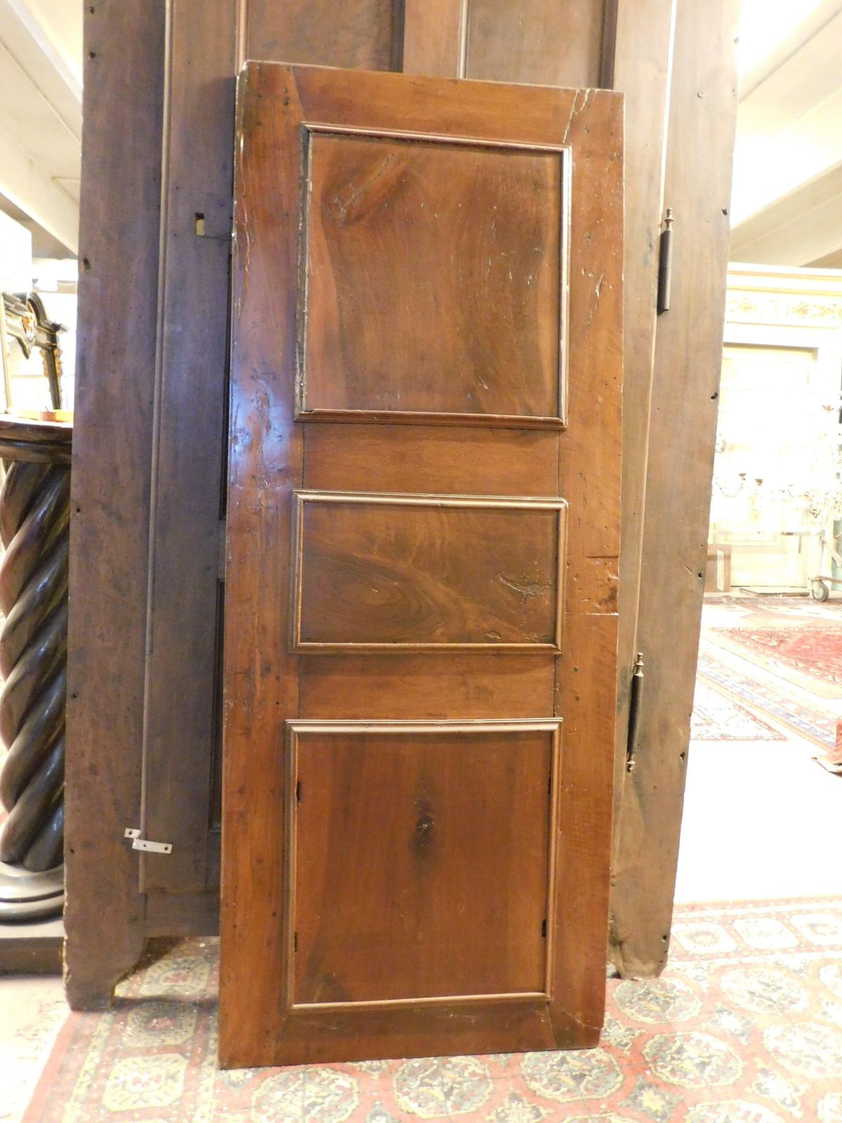 Home Fixtures Door, Walnut Panel, Richly Inlaid In Light Wood, Italy photo
