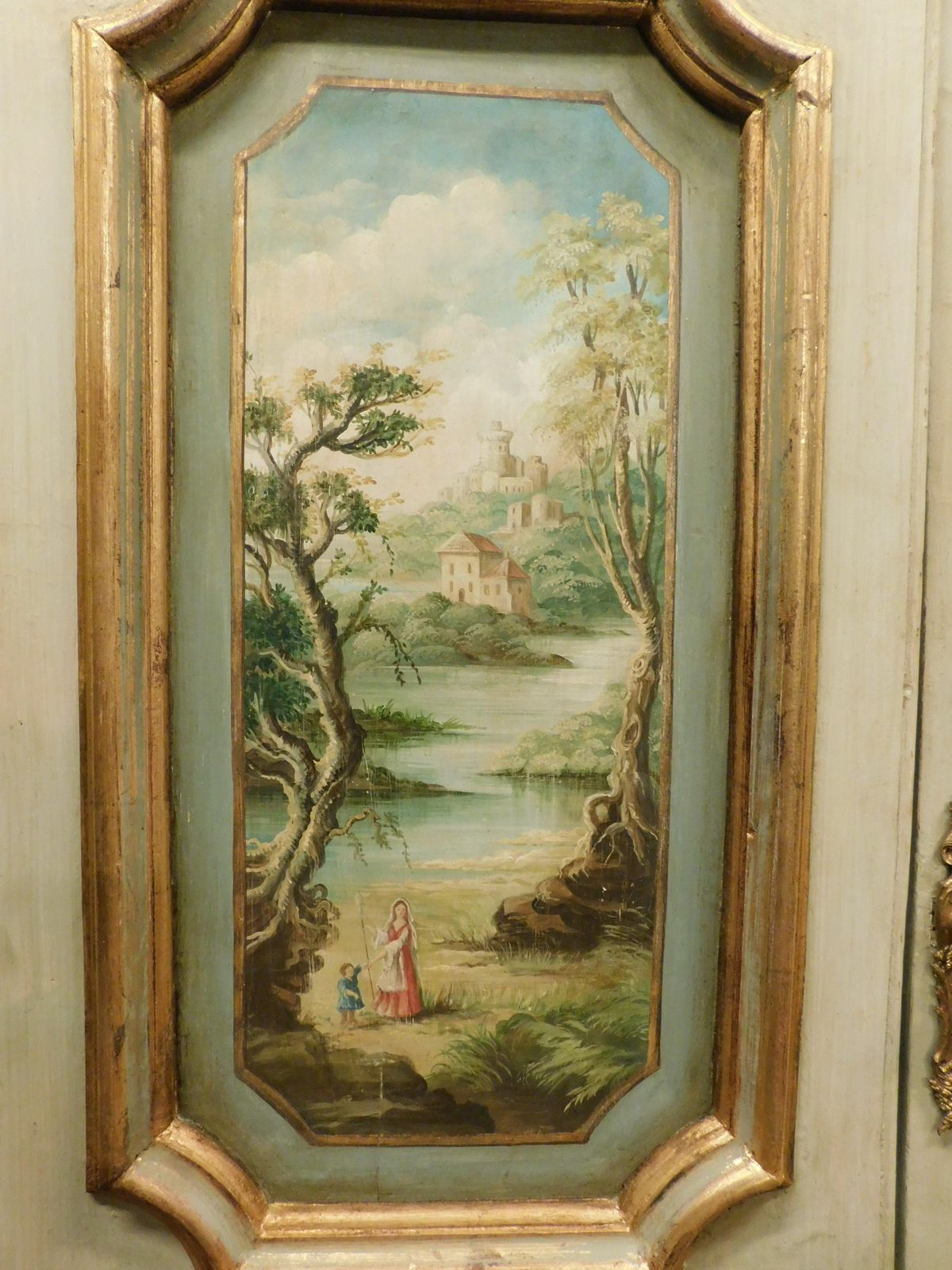 N.2 Double Doors In Richly Painted Wood, Lacquered Back, Italy photo Home Fixtures