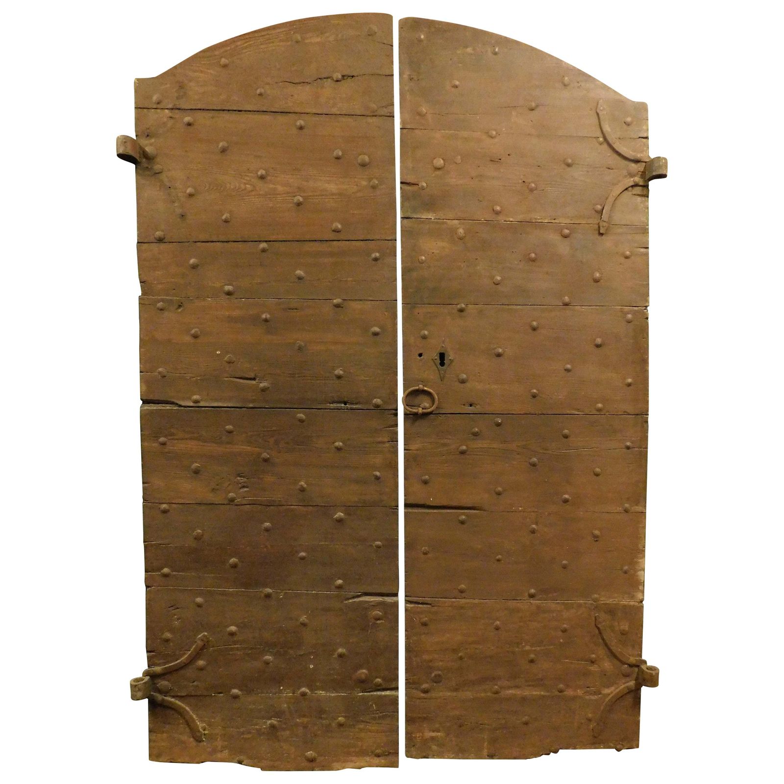 Entrance Door, Main Double Door Rustic, In Chestnut Wood With Nails, Italy