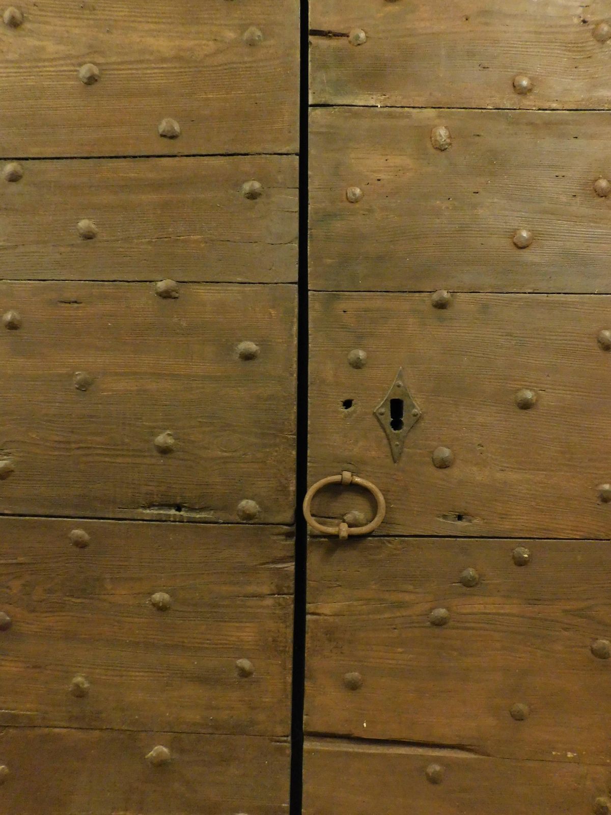 Entrance Door, Main Double Door Rustic, In Chestnut Wood With Nails, Italy photo vinterior