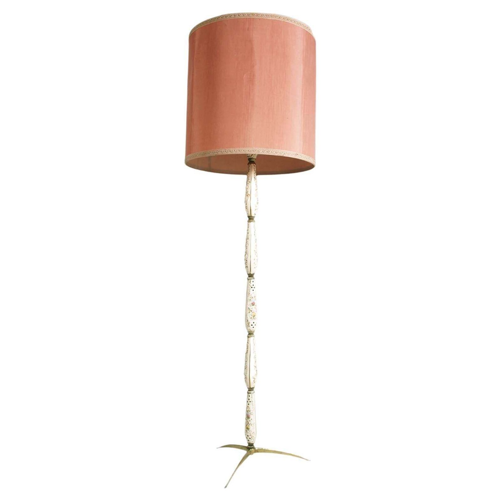 Floor Lamp Gio Ponti Attributed, Bronze Stem, Inserts Ceramic Sesto Fiorentino