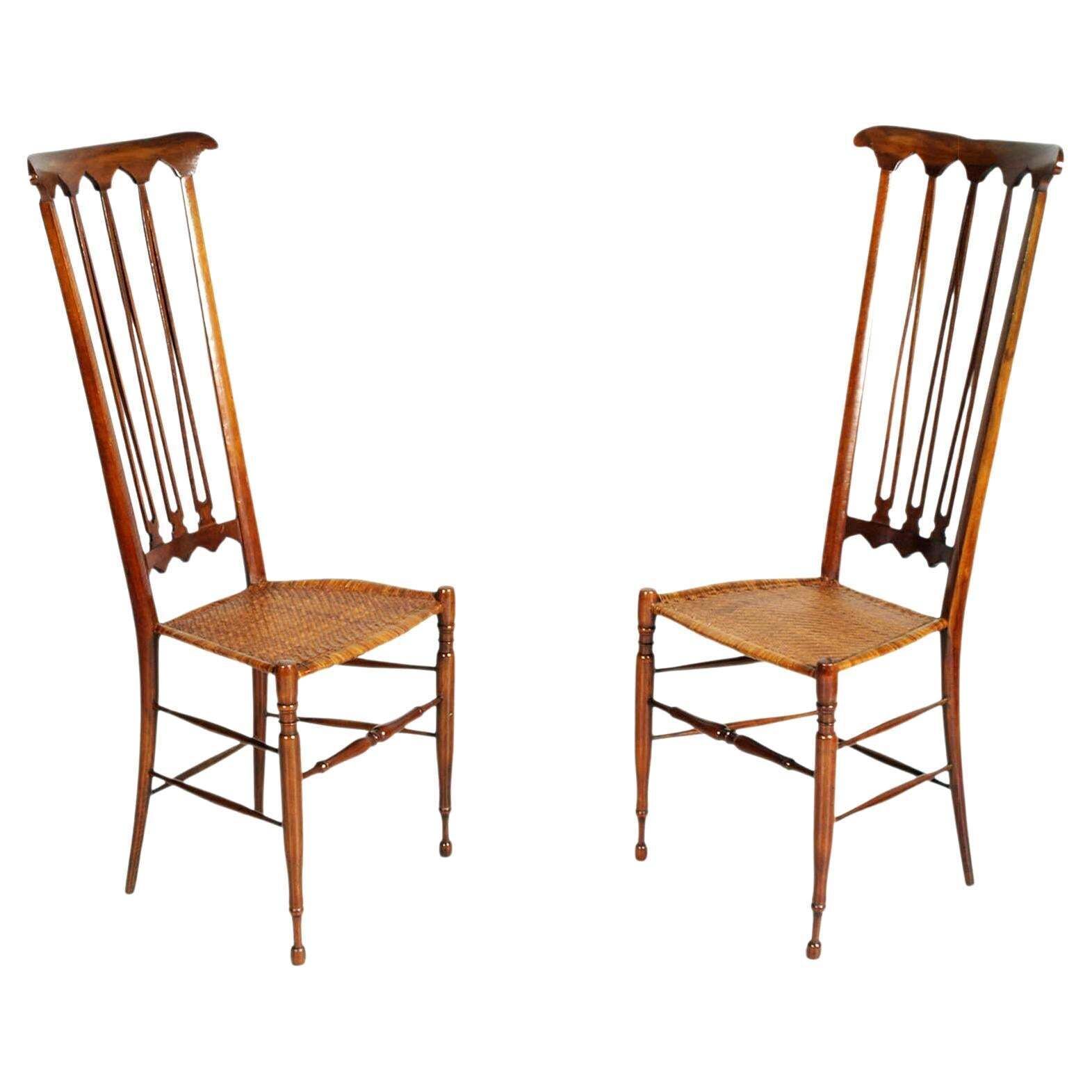 Iconic Mid Centuryp Pair High Back Chairs By Sac, Giò Ponti Style, All Originals