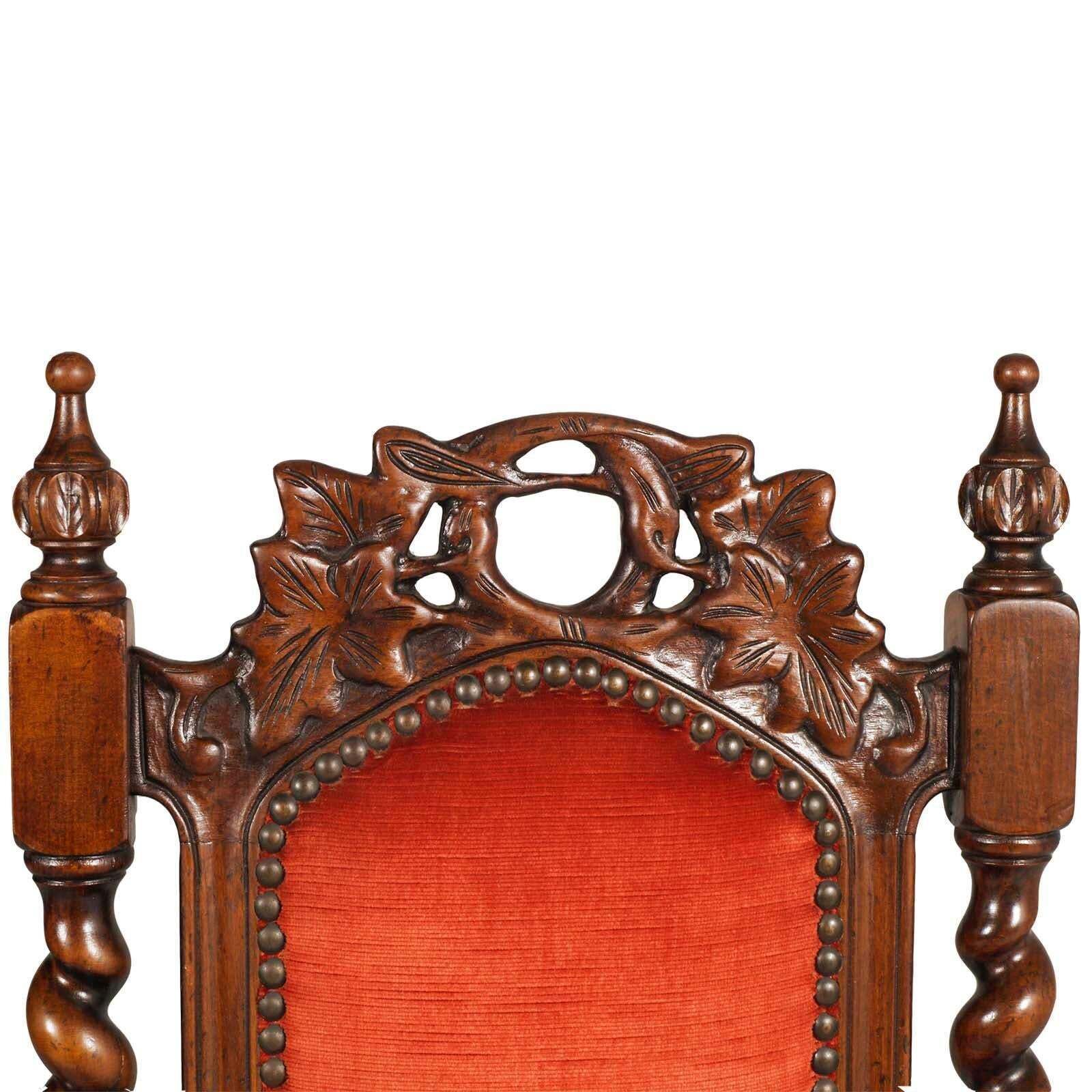 Pairs 19th Century Venetian Hall Chairs By Atelier Cadorin, Walnut , Hand Carved photo buy