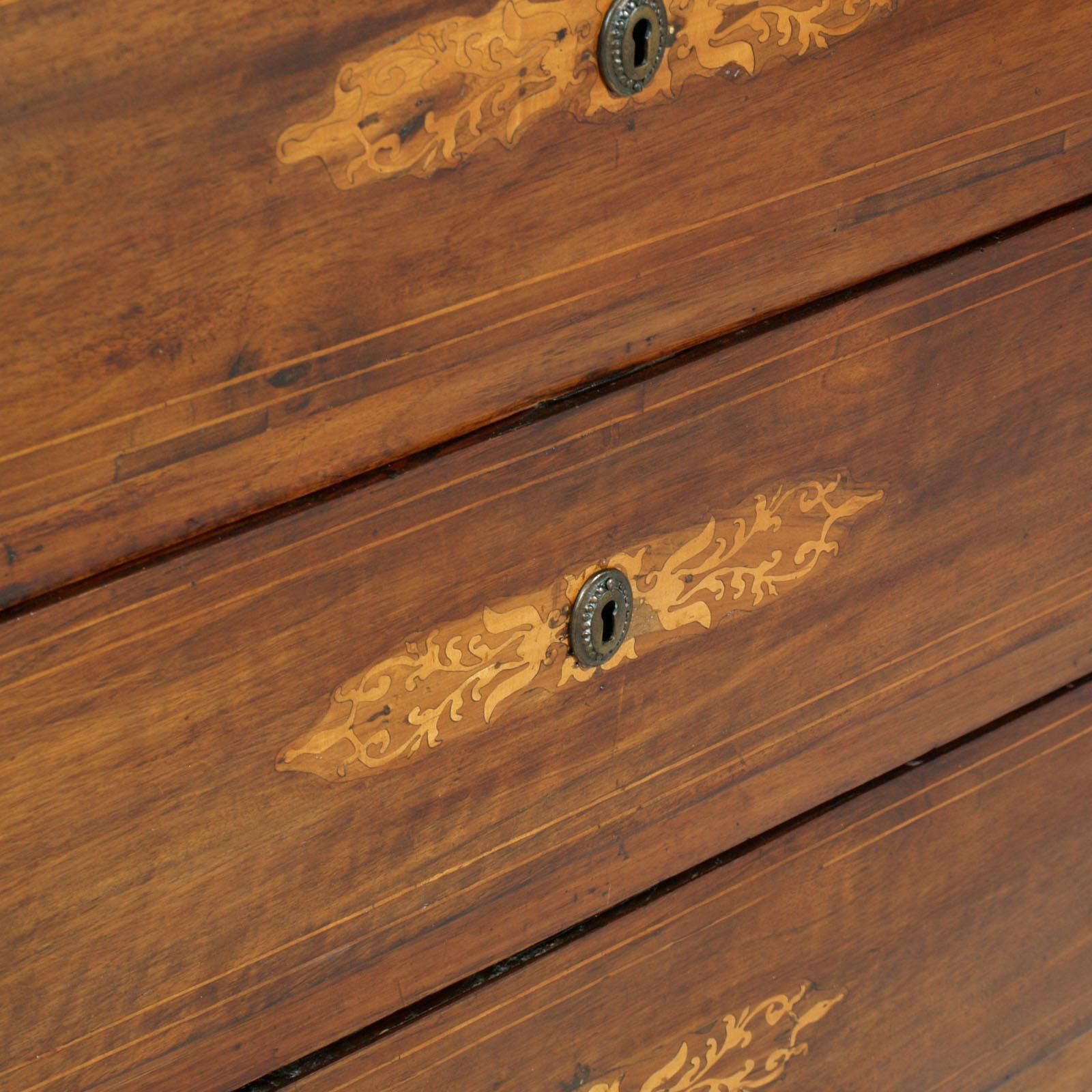 17th Century Lombard Piedmont Area, Chest Of Drawers, Inlaid Walnut Wax Polished photo vinterior