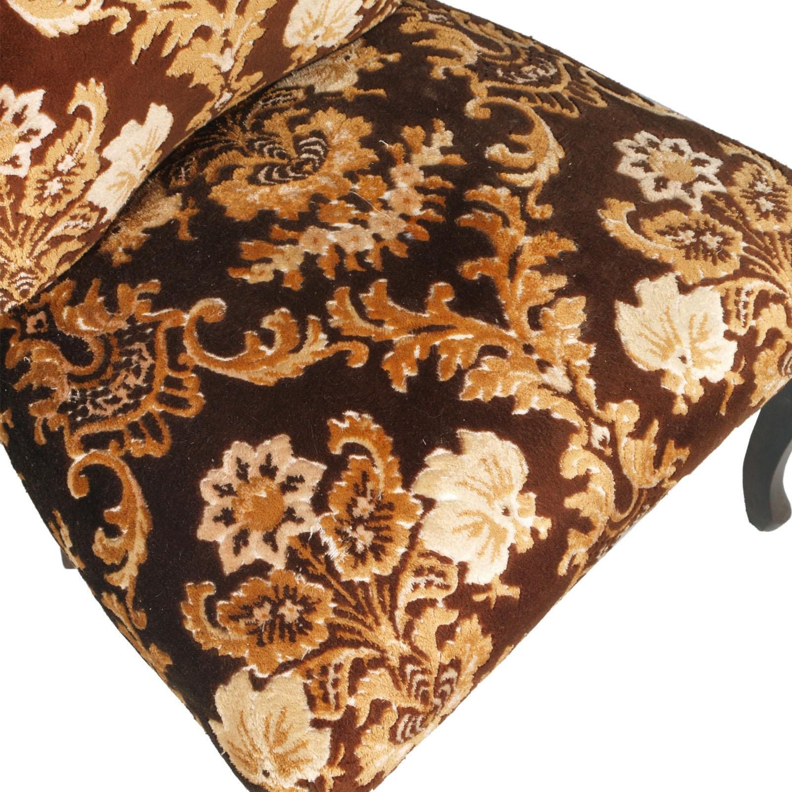 Original Pair Of Bedroom Armchairs With Footstool, Damask Velvet Upholstered photo buy