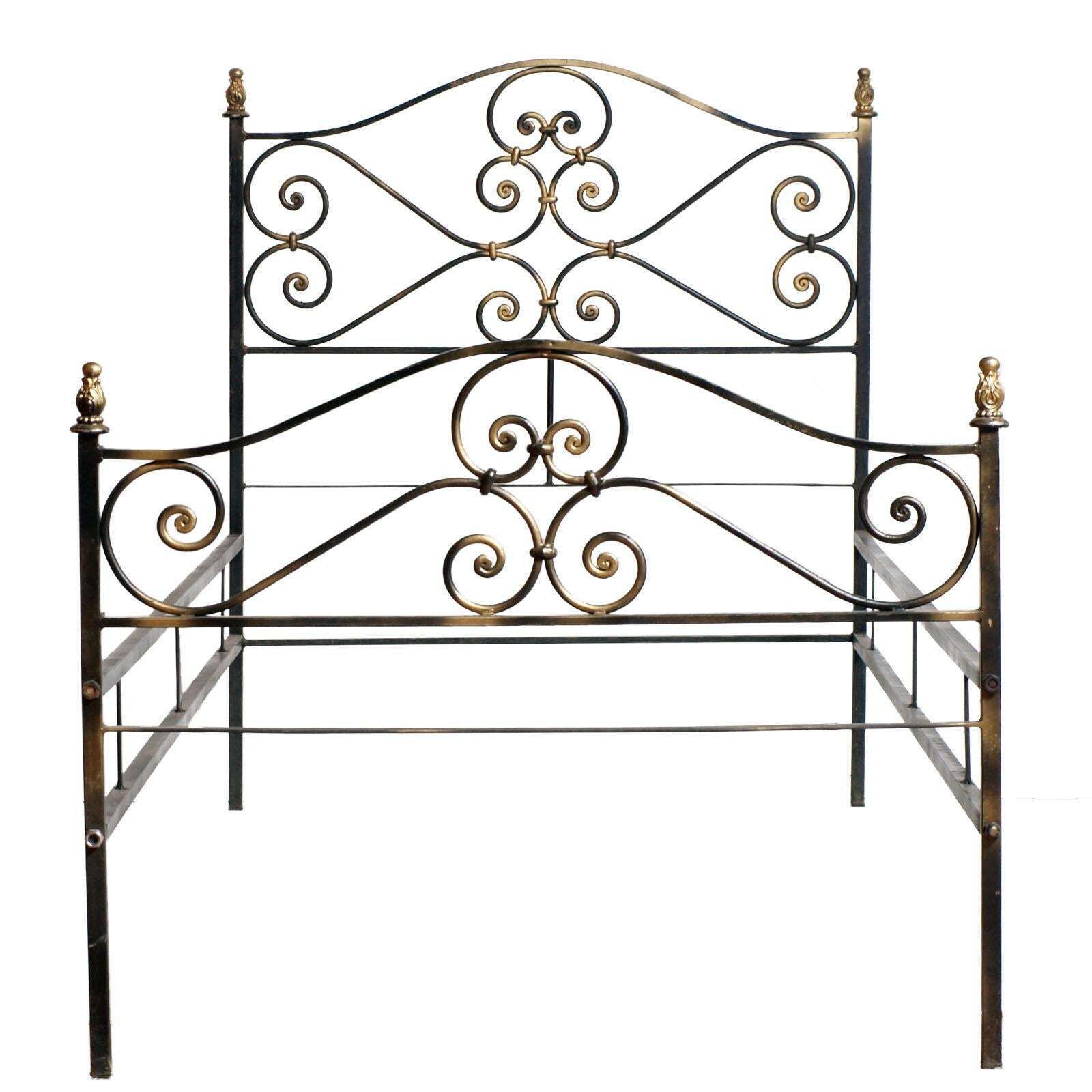 1960s Italian Art Nouveau Single Bed In Painted Wrought Iron, Golden Parts photo Furniture
