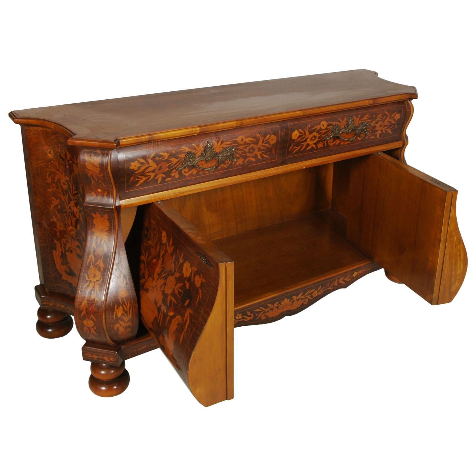 1930s Venetian Walnut Baroque Sideboard And Display Cabinet Richly Floral Inlaid photo Furniture
