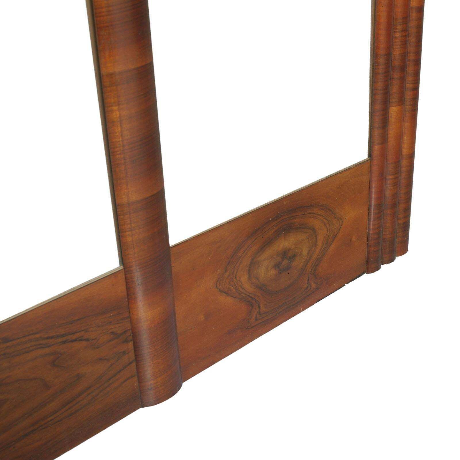 Italy Large Wall Mirror Art Deco, Burl Walnut, Excellent Conditions Wax Polished photo vinterior
