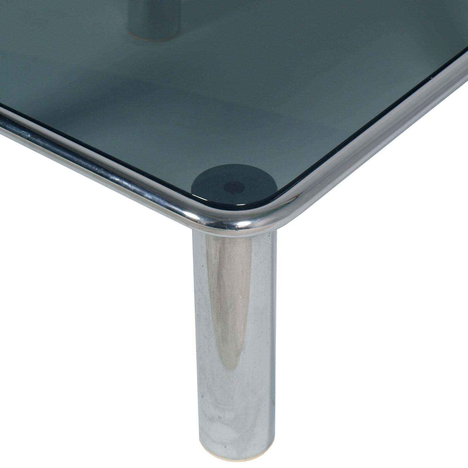 Mid Century Modern Chrome Coffee Table Glass Fumè Top By G. Frattini For Cassina photo vinterior
