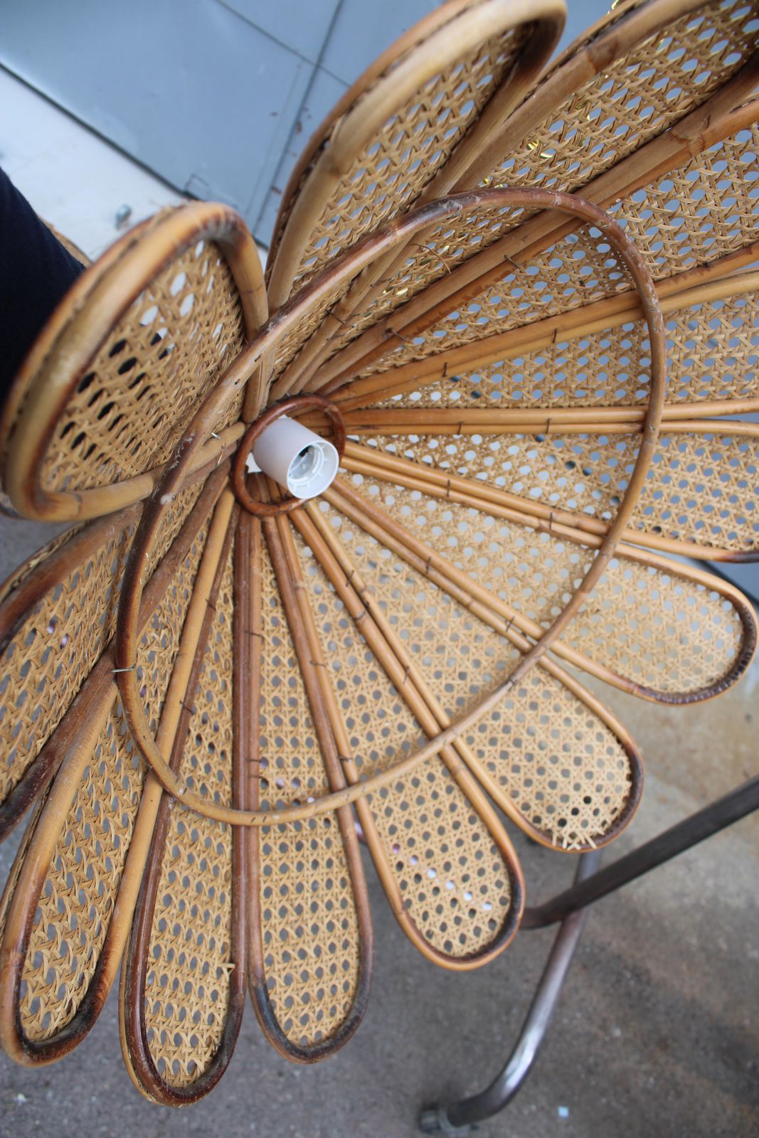 photo furniture Decorative Pair Of Bamboo And Brass Chandeliers Italian Design 1950s
