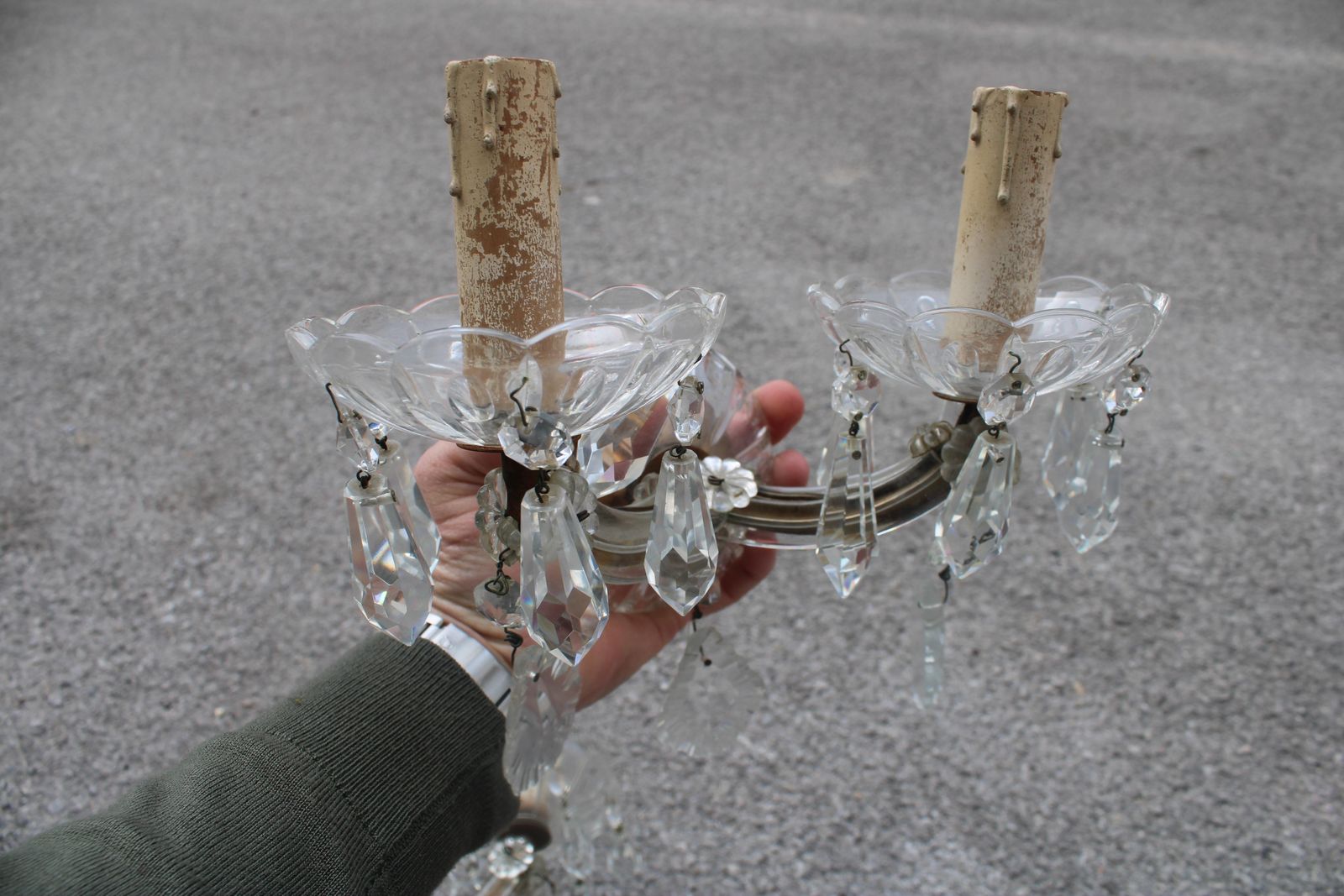 Pair Of Maria Theresa Crystal Wall Lamps 1940 photo vintage