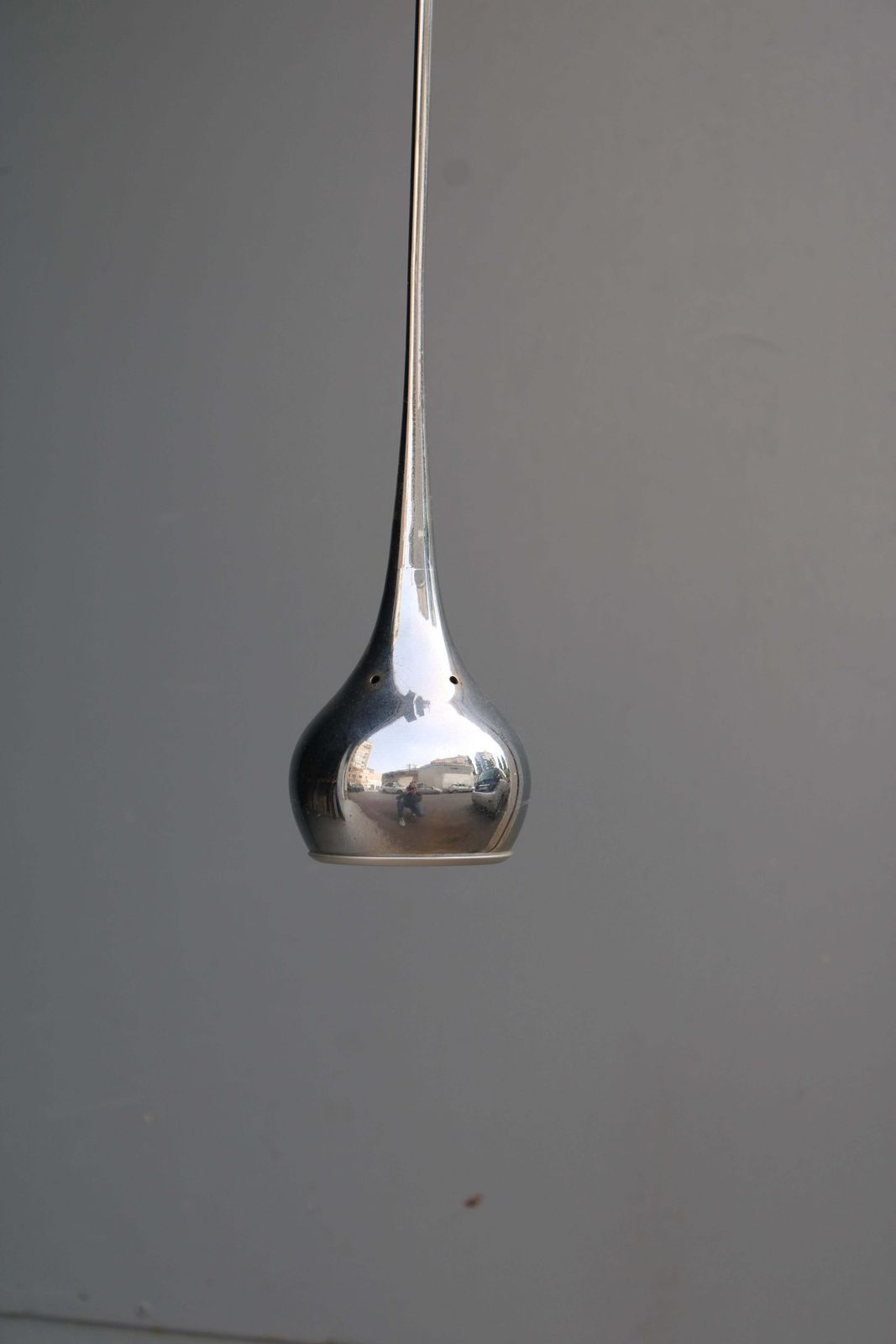 Esperia Italia 1970 Chrome Metal Minimalist Pendant Chandelier photo 780.0