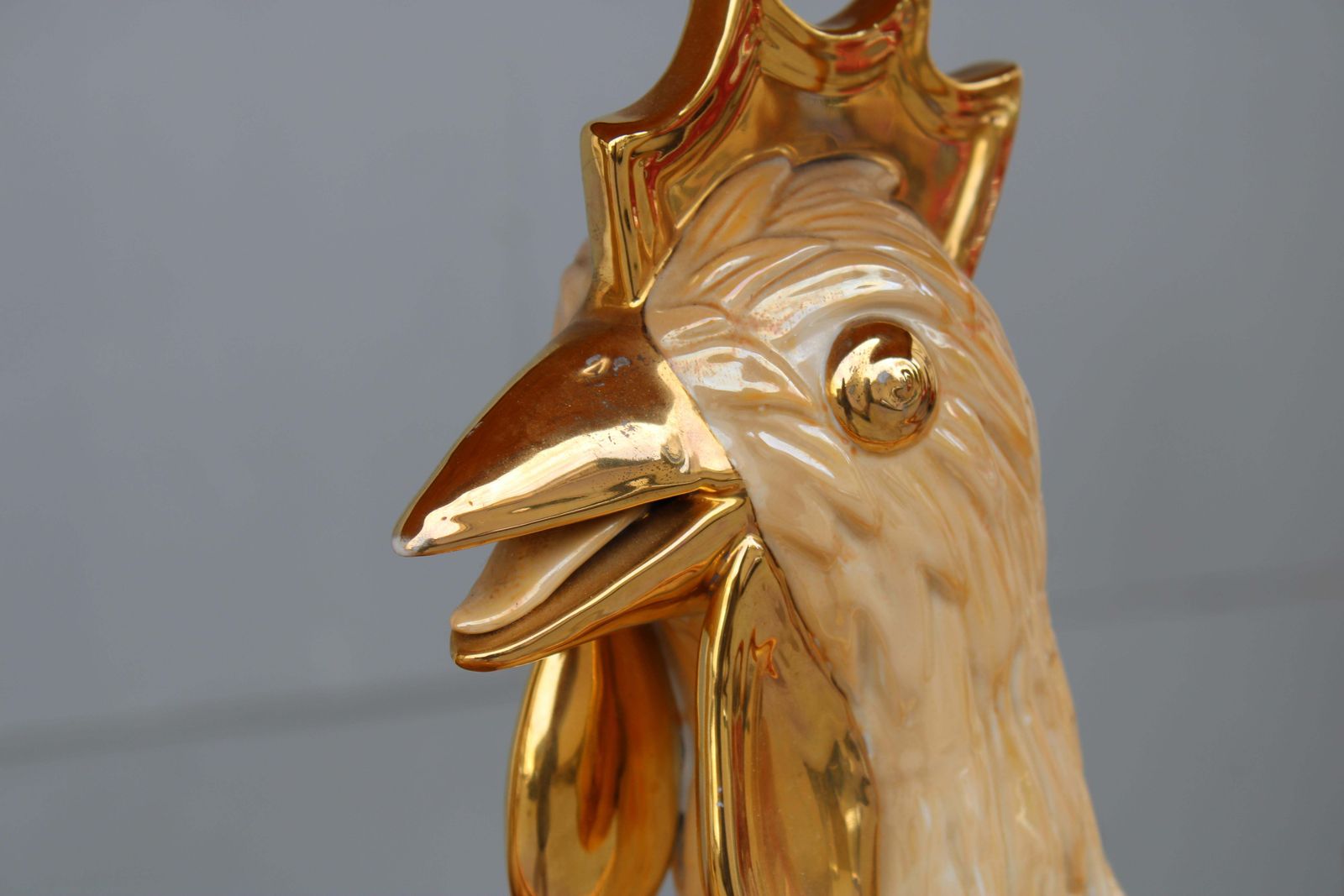 Large Gallina And Gallo Sculptures Italy 1970 In 24 Kt Gold photo vinterior