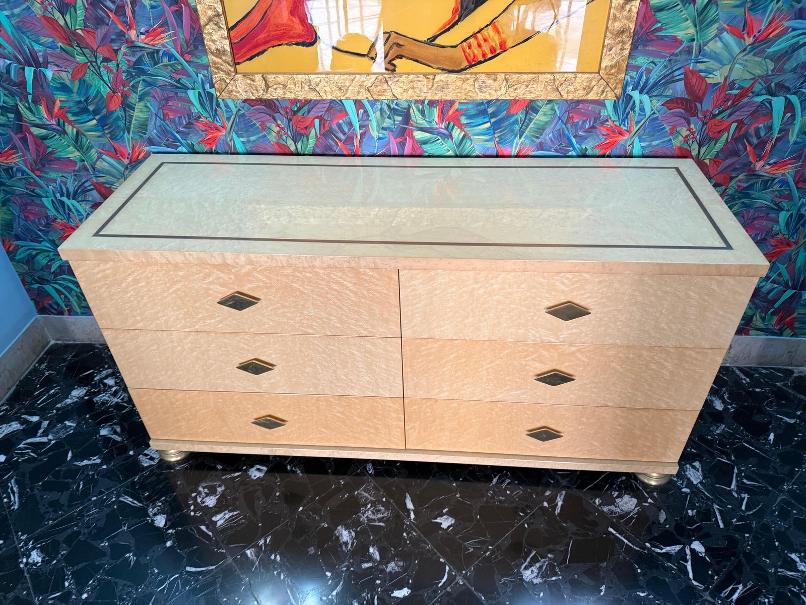 Maple And Brass Chest Of Drawers Italy 1970 Tommaso Barbi Design photo Furniture