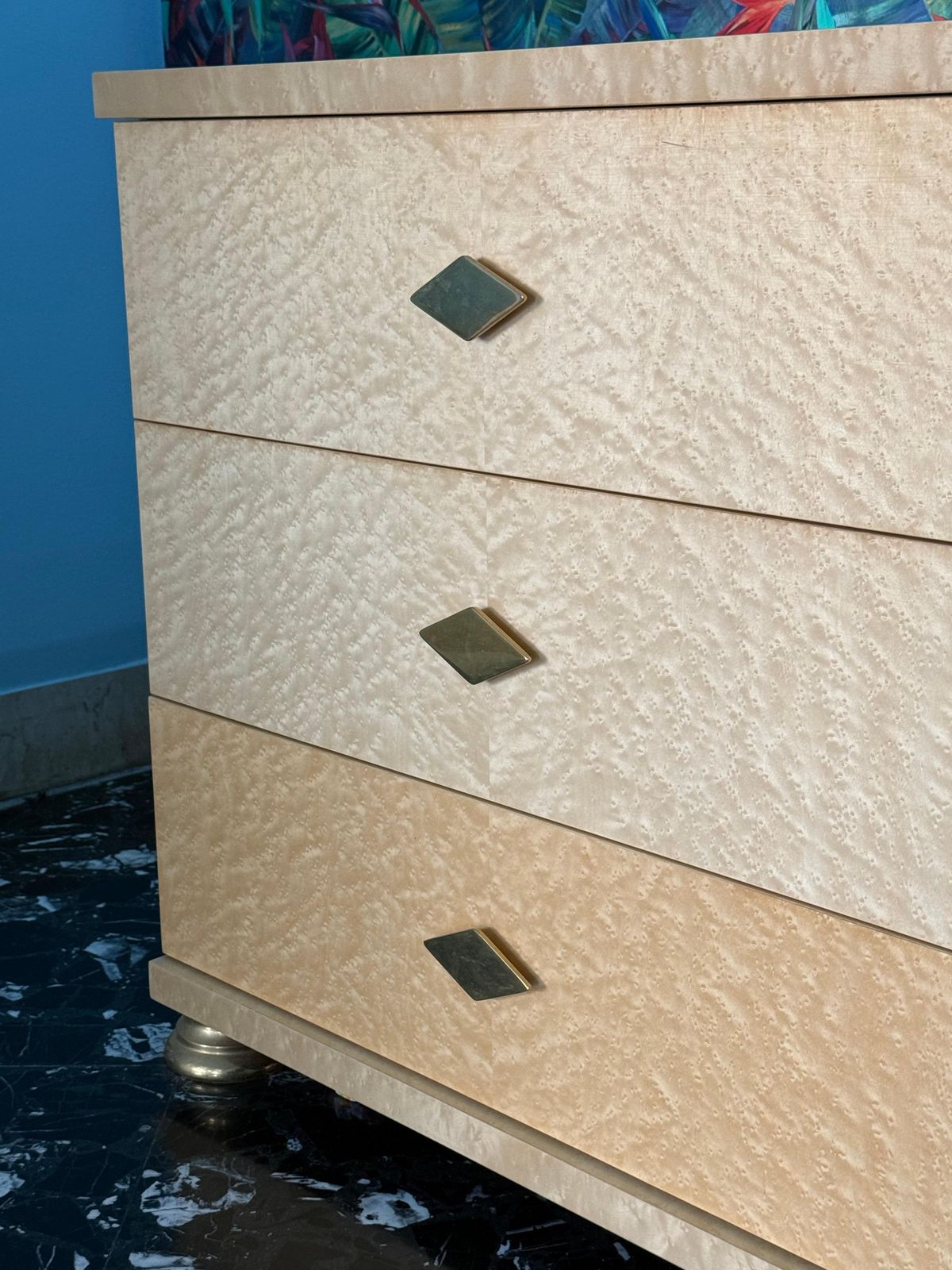 Maple And Brass Chest Of Drawers Italy 1970 Tommaso Barbi Design photo vinterior