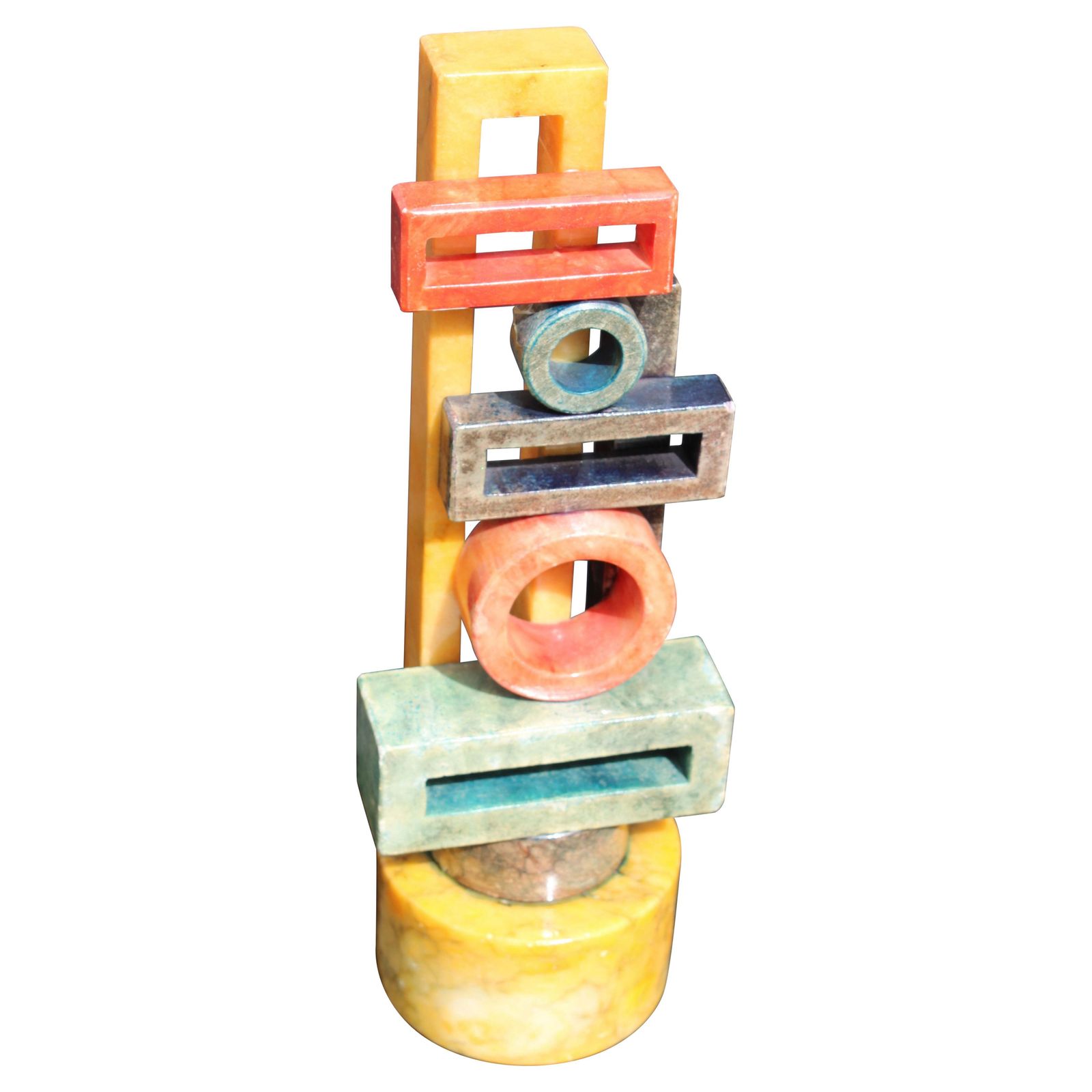Colored Marble Sculpture Abstract Italy 1960s Geometric Figures