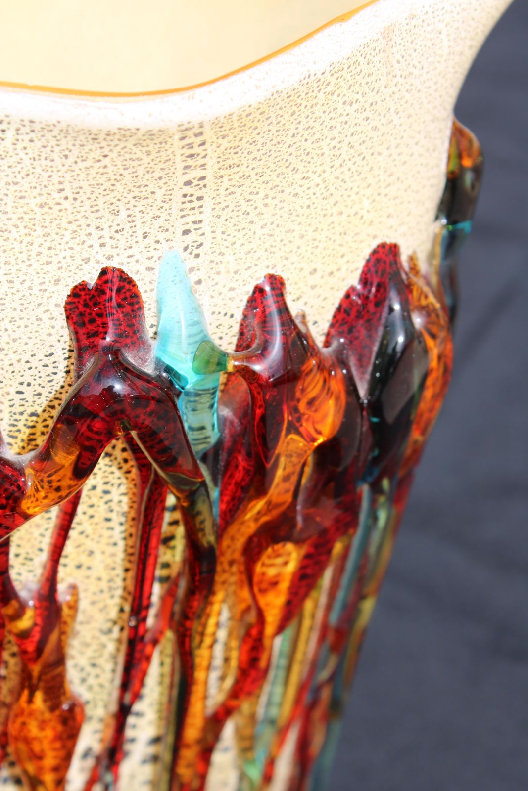 Large Murano Glass Vase Entirely Handmade Italy 1990 Colorful photo 1593.0